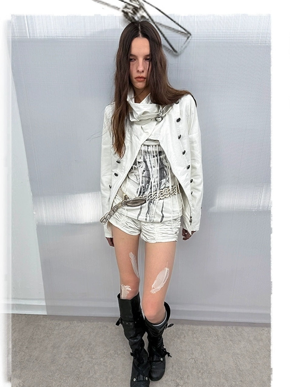 DoublePunch 100% Cotton Breathable Vintage Slim Scoop Neck Women Feather Print T-Shirt