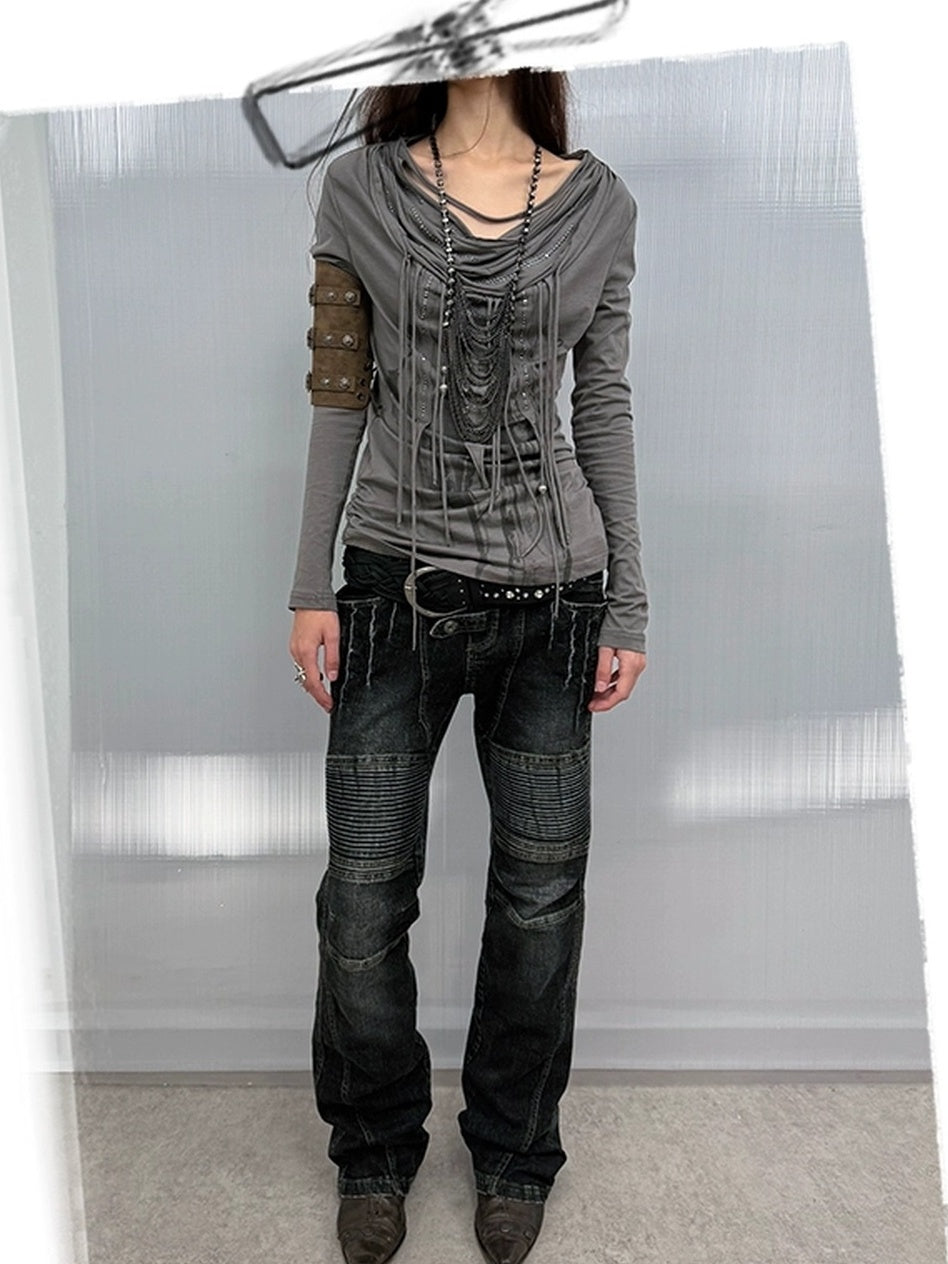 DoublePunch 100% Cotton Breathable Vintage Slim Scoop Neck Women Feather Print T-Shirt