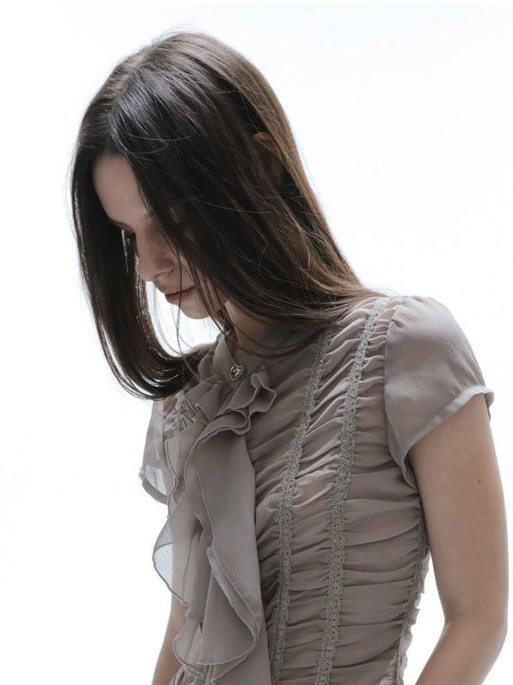 DoublePunch Cropped Gathered Ruffle Victorian Women&
