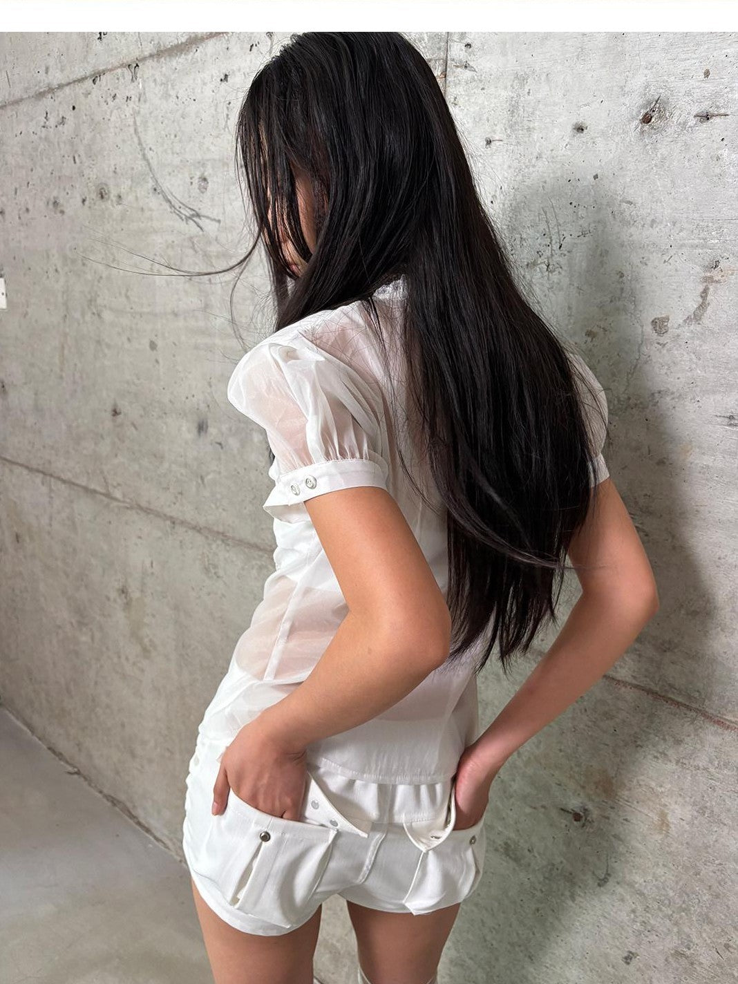 DoublePunch Detachable Tassel Shirred Low Waist Women&