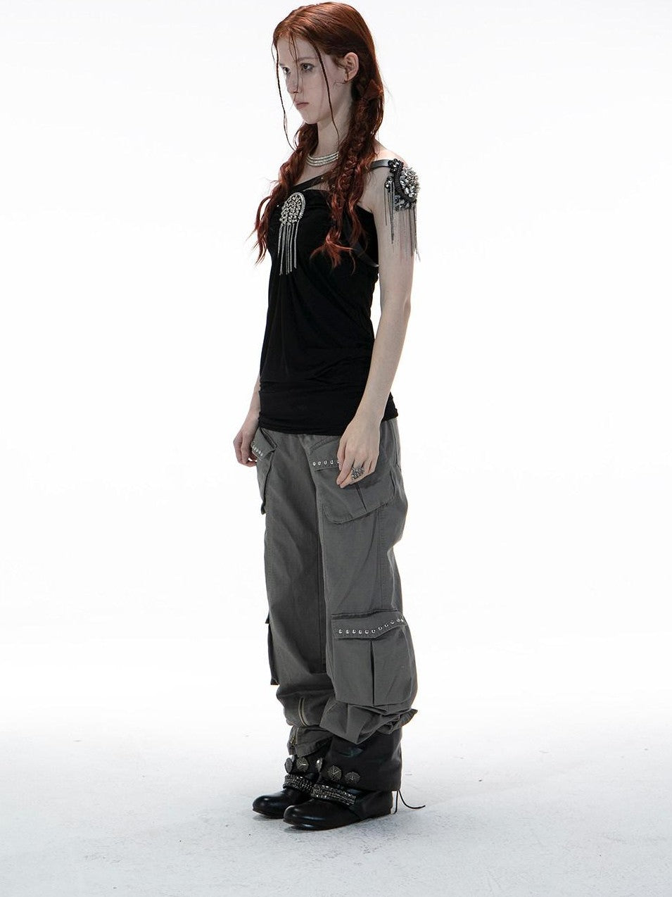 DoublePunch Distressed Washed Western Wide Leg Pockets Women&