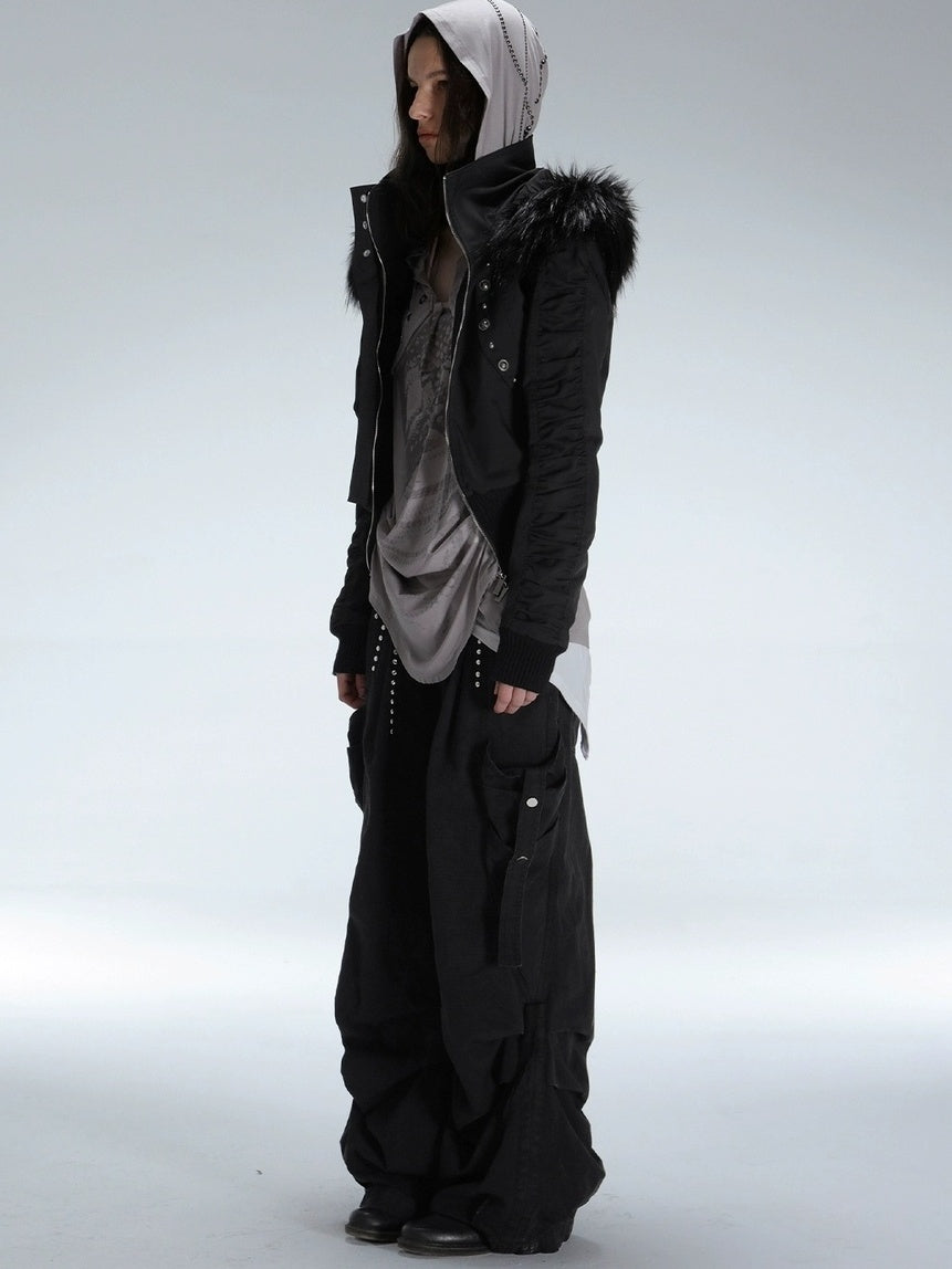 DoublePunch Durable 100% Cotton Functional Low Rise Leaf Camo Button Straight Women Pants