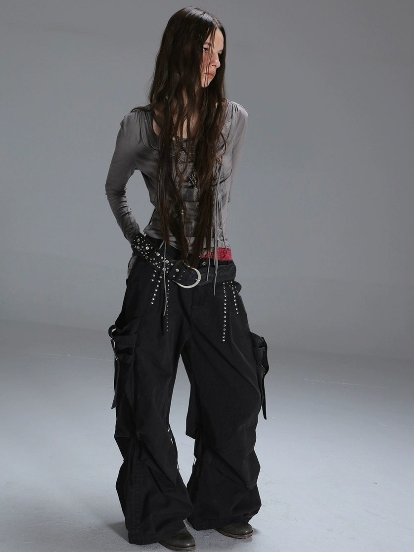 DoublePunch Durable 100% Cotton Functional Low Rise Leaf Camo Button Straight Women Pants