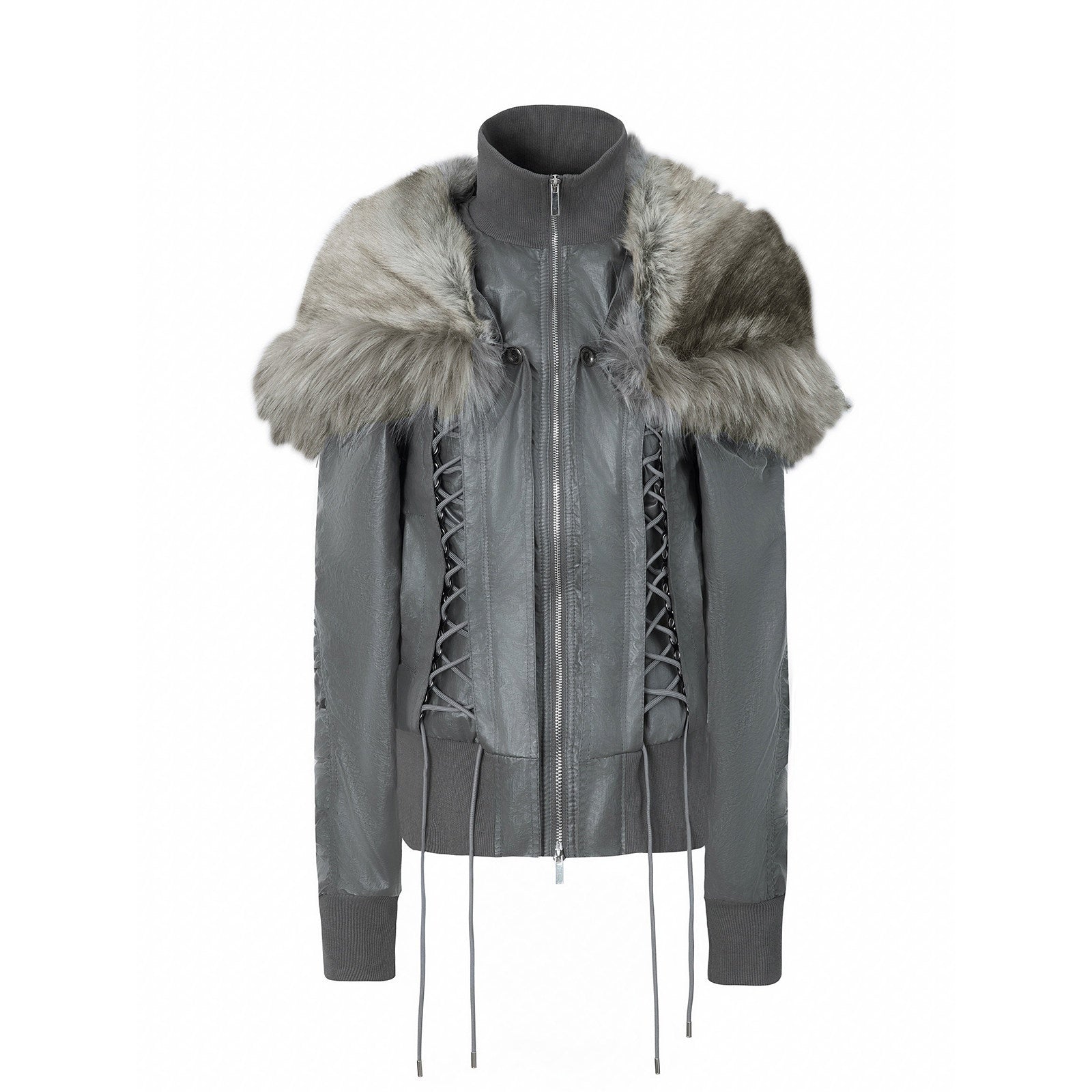 DoublePunch_Faux_Fur_Collar_Tie_Hooded_Women&