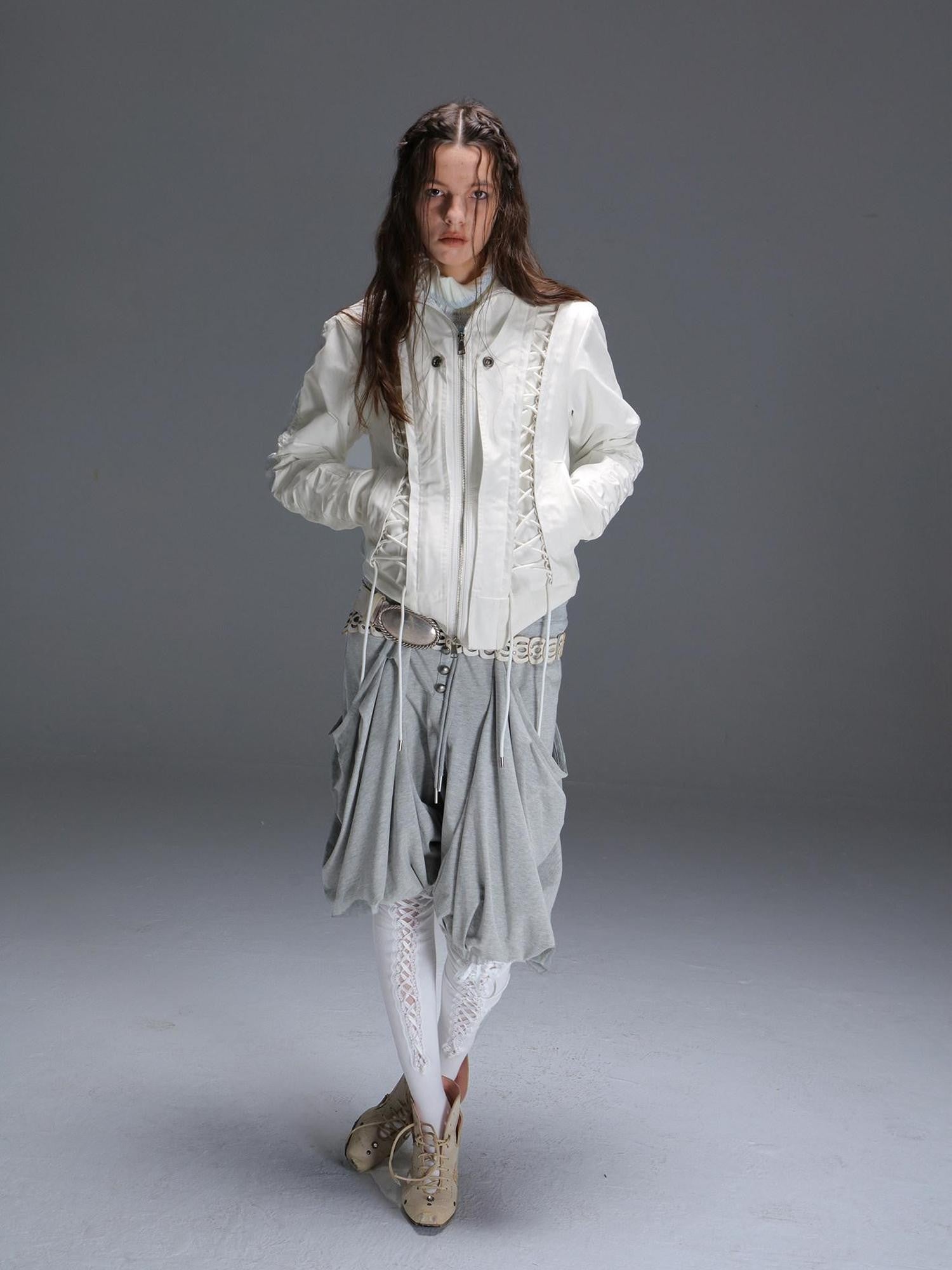 DoublePunch Faux Fur Collar Tie Hooded Women&