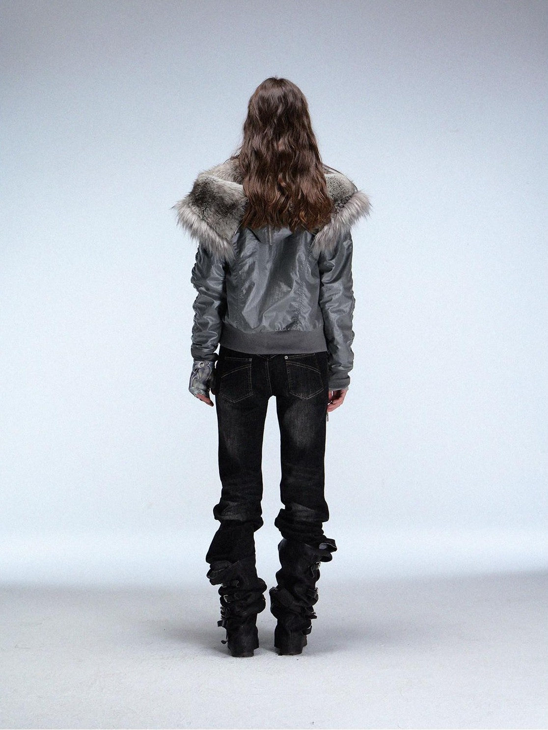 DoublePunch Faux Fur Collar Tie Hooded Women&