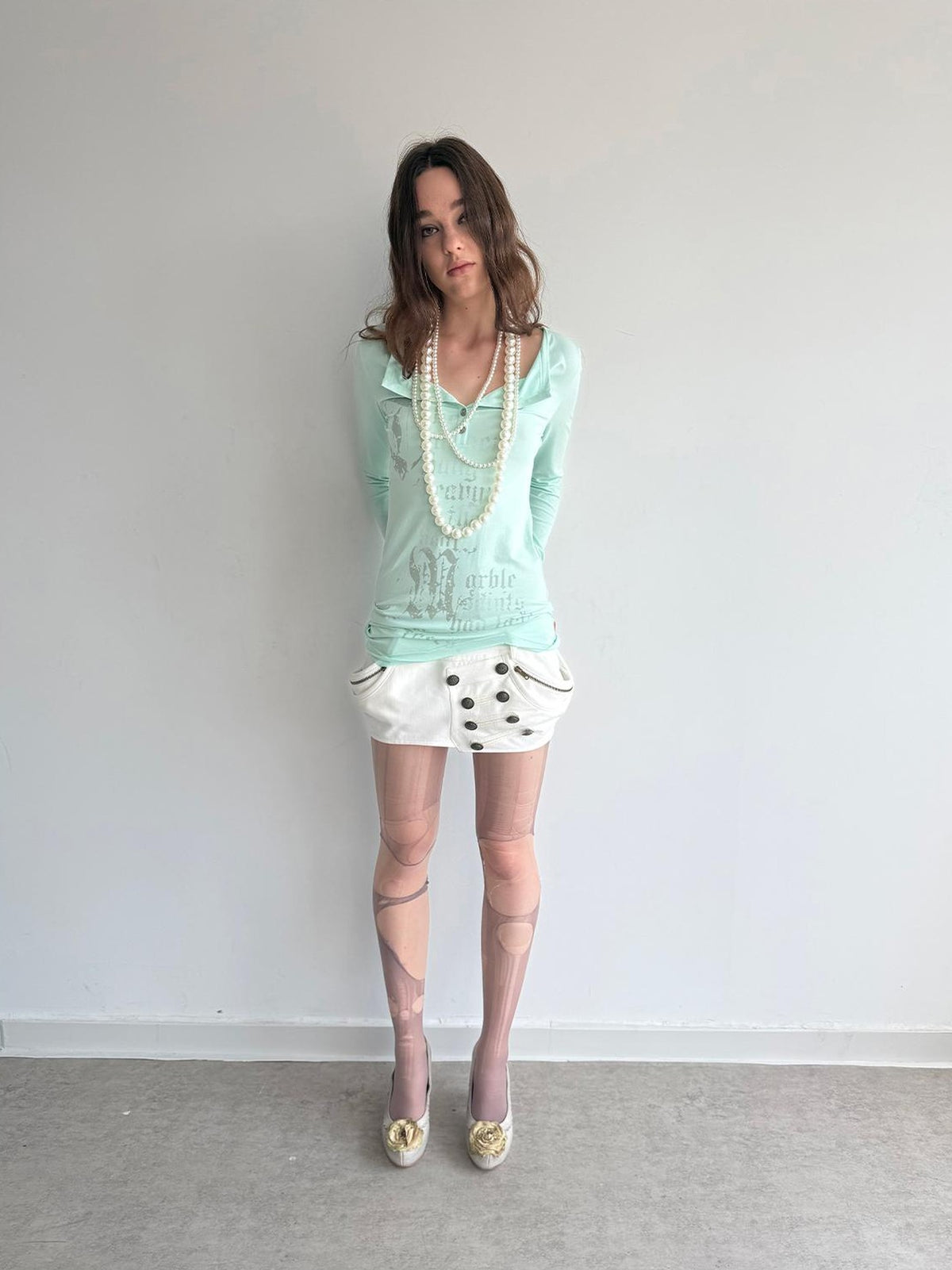 DoublePunch Gothic Print Distressed Knit Women&