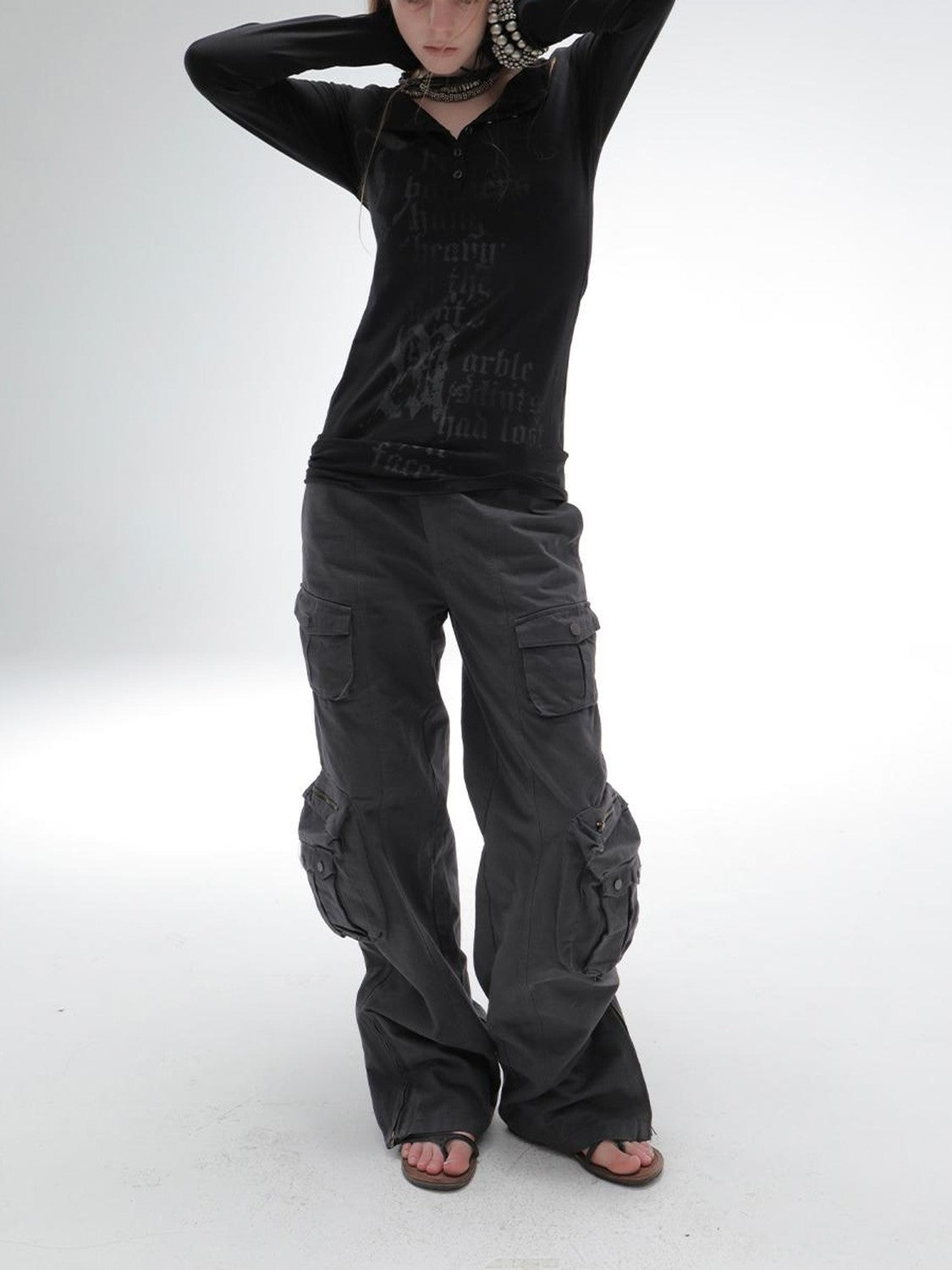 DoublePunch Gothic Print Distressed Knit Women&
