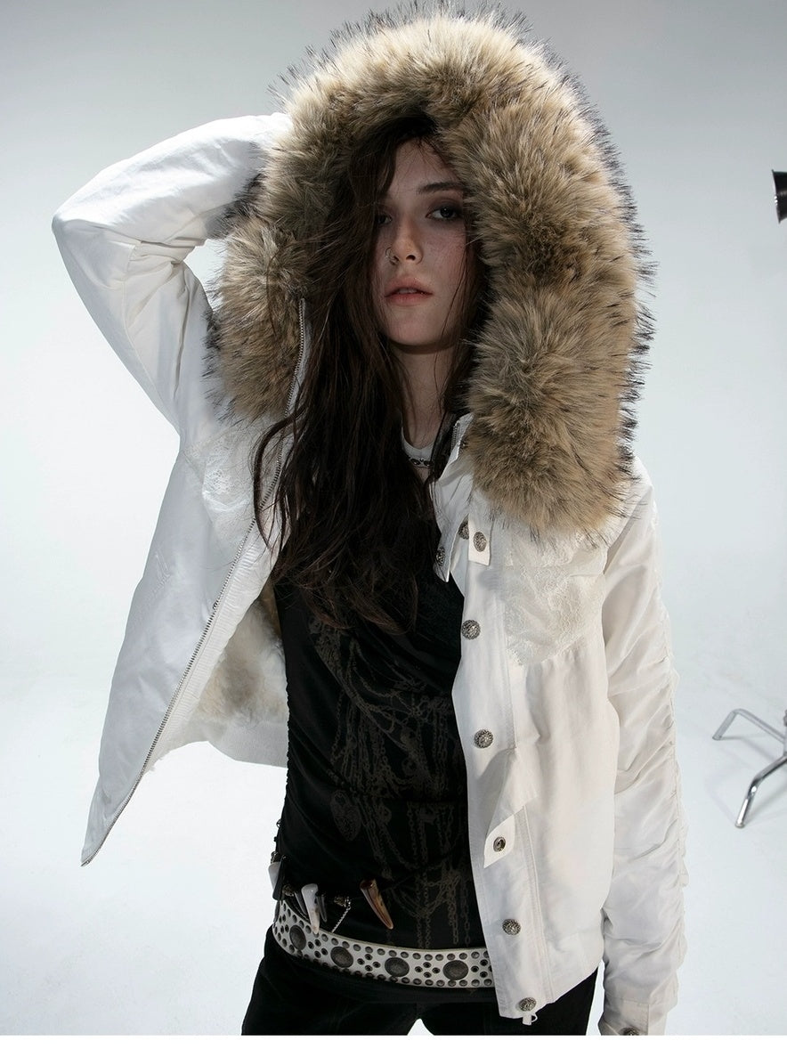 DoublePunch Hand Painted Punk Lace Drawstring Slim Long Sleeve Women Cotton Blend T-Shirt