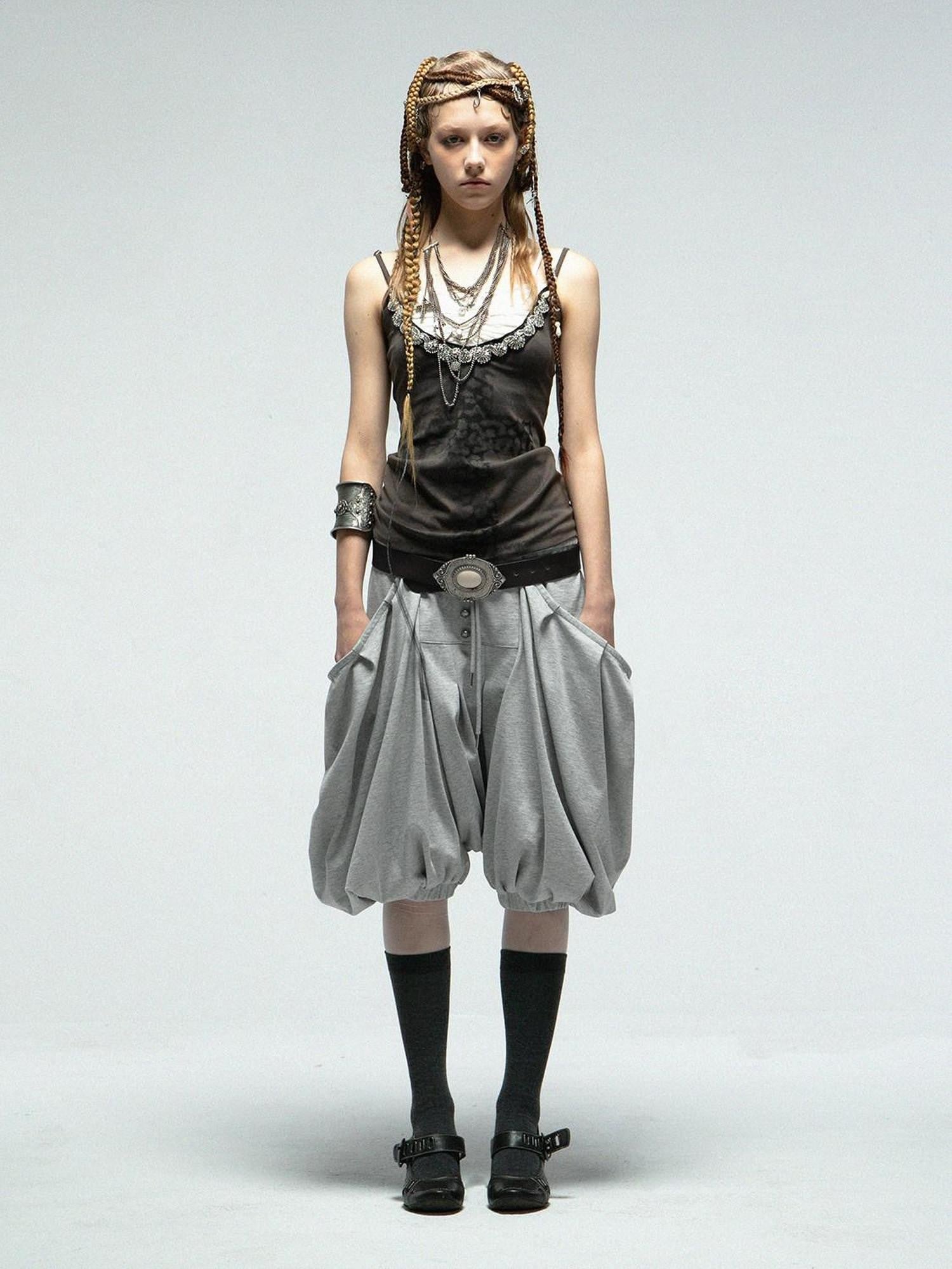 DoublePunch Heather Gray Harem Lantern Pocket Women&