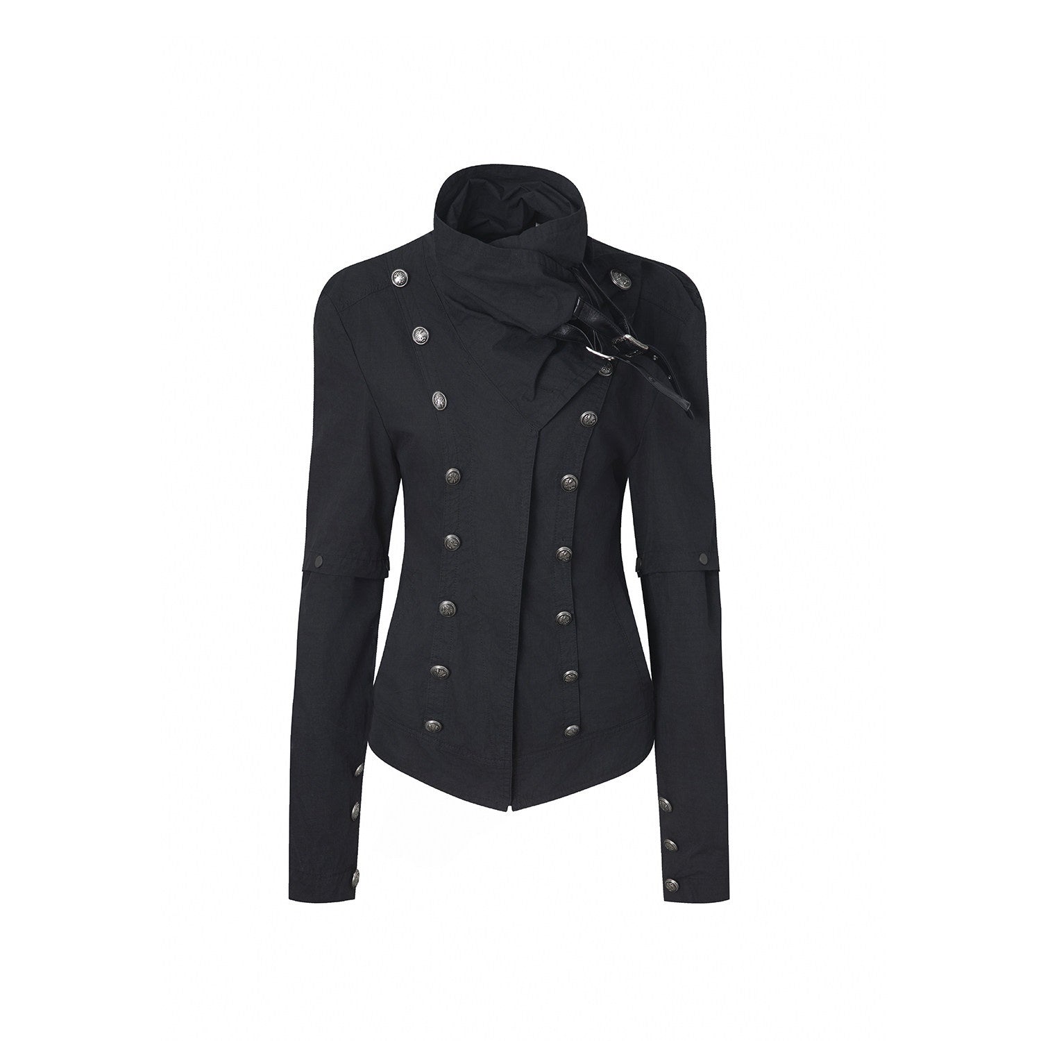 DoublePunch_High_Collar_Metal_Buckle_Vintage_Windproof_Padded_Women&