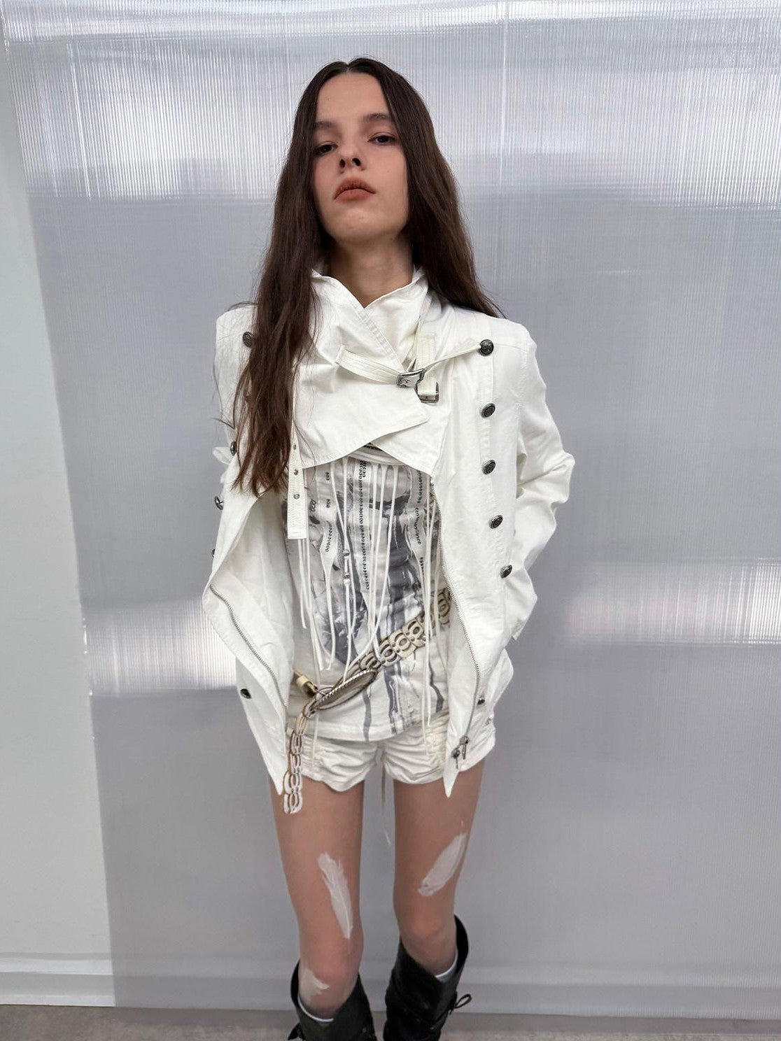 DoublePunch High Collar Metal Buckle Vintage Windproof Padded Women&