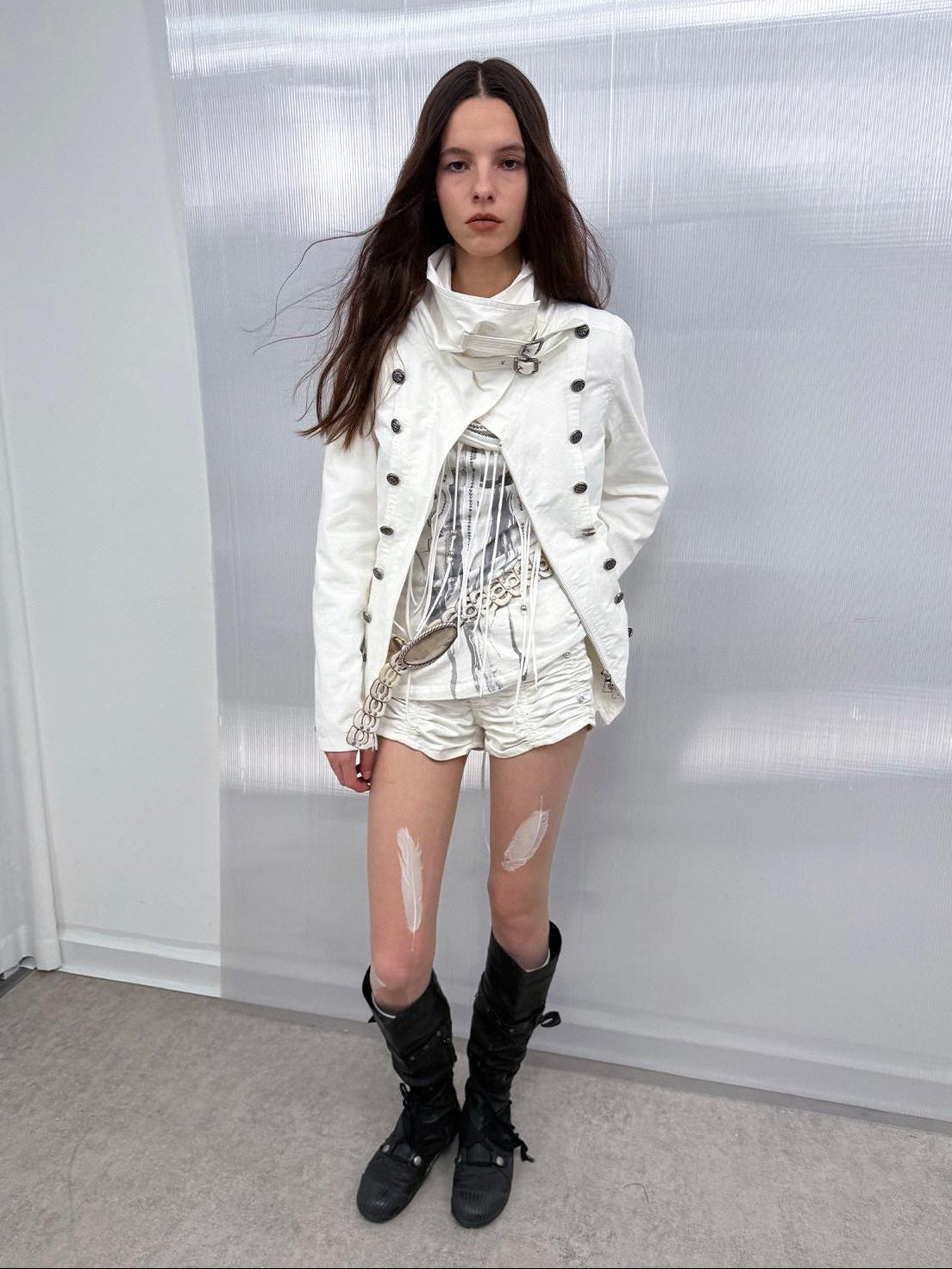 DoublePunch High Collar Metal Buckle Vintage Windproof Padded Women&