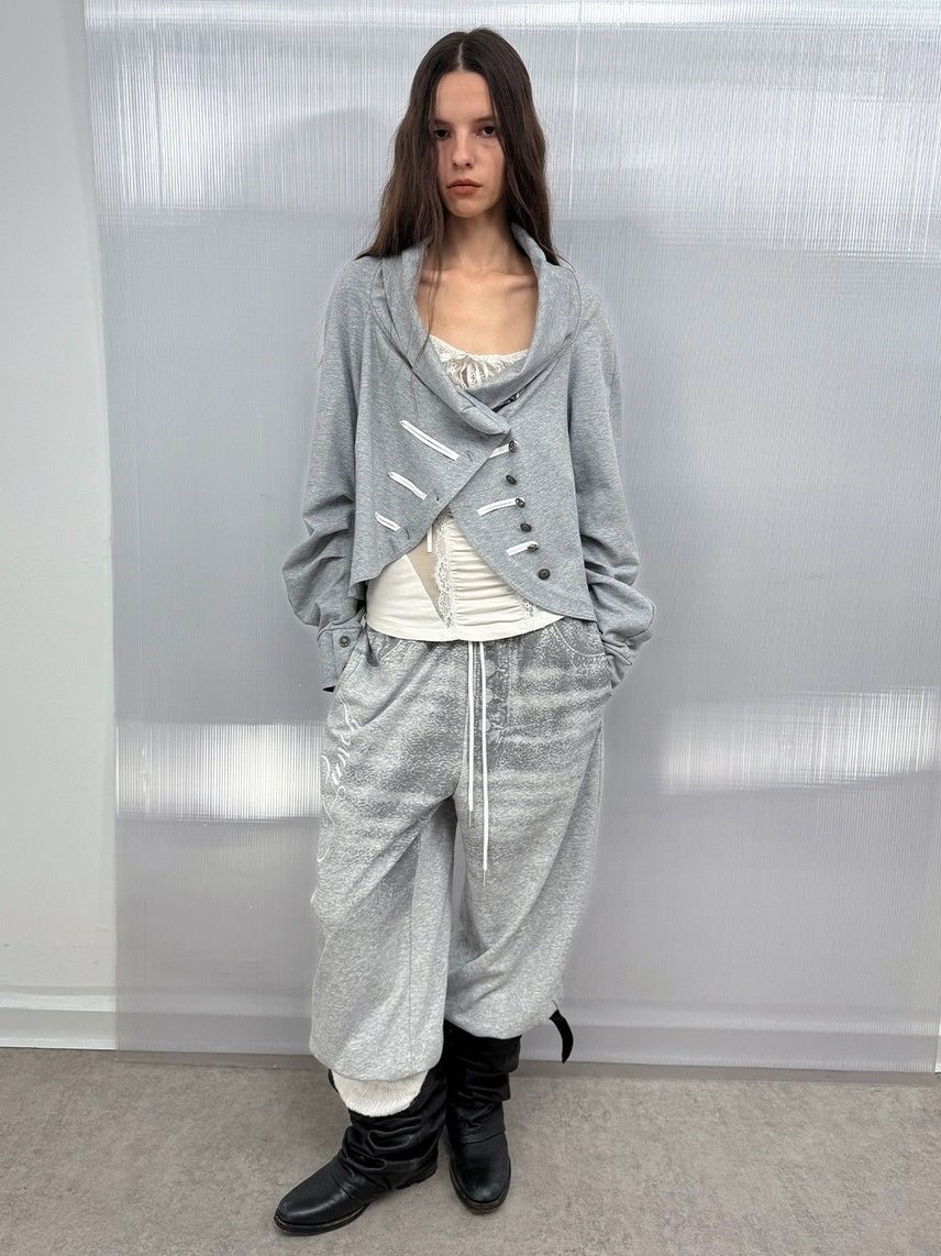 DoublePunch High Stretch Printed Patchwork Sport Relaxed Straight Leg Women Cotton Pants