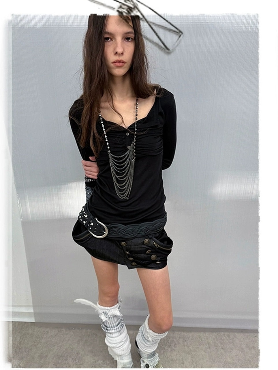 DoublePunch Hip Lift Cargo Style Asymmetric Irregular Hem Low Waist Stretch Women Mini Skirt