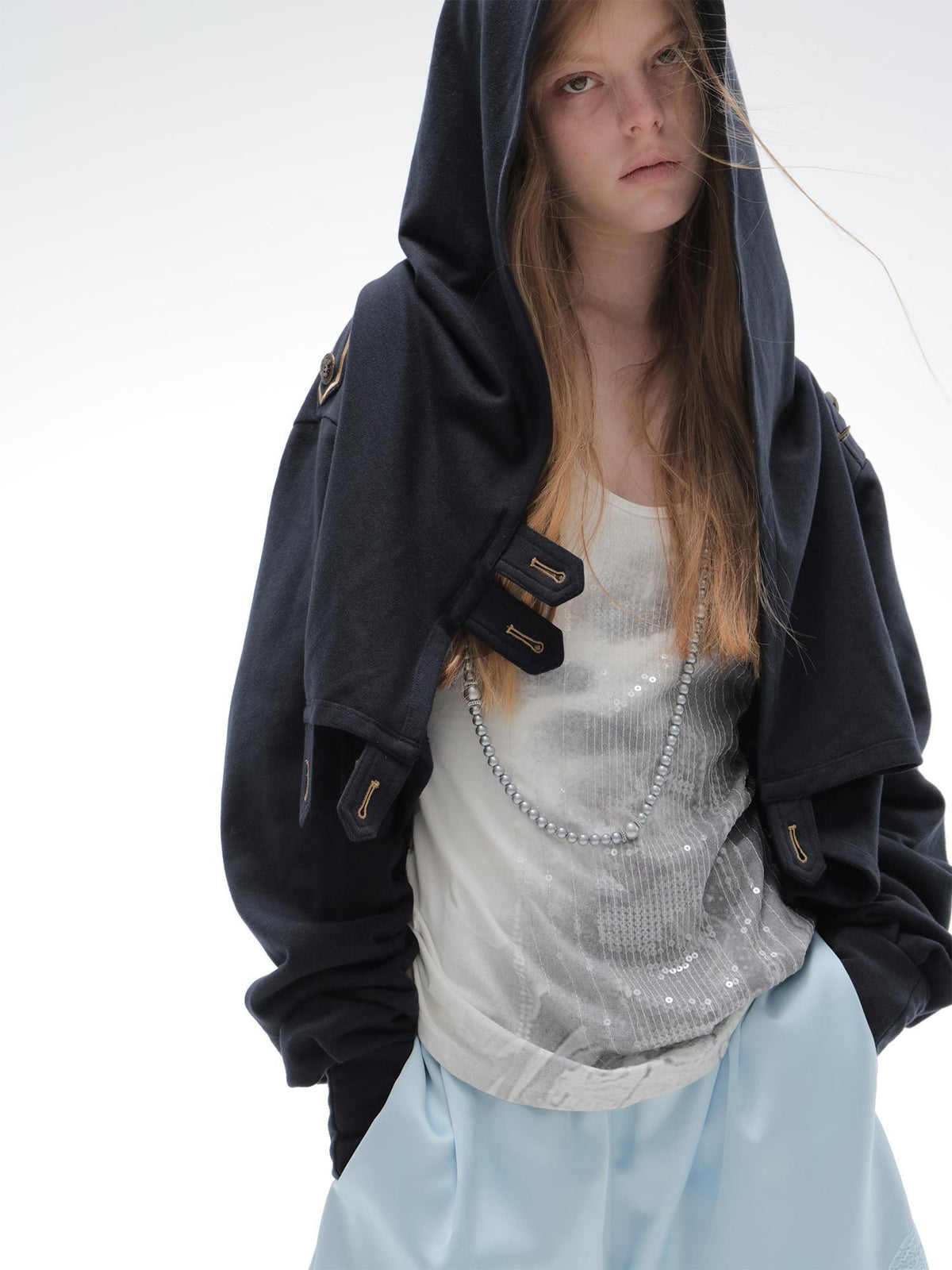DoublePunch Hooded Asymmetric Short Cotton Women&