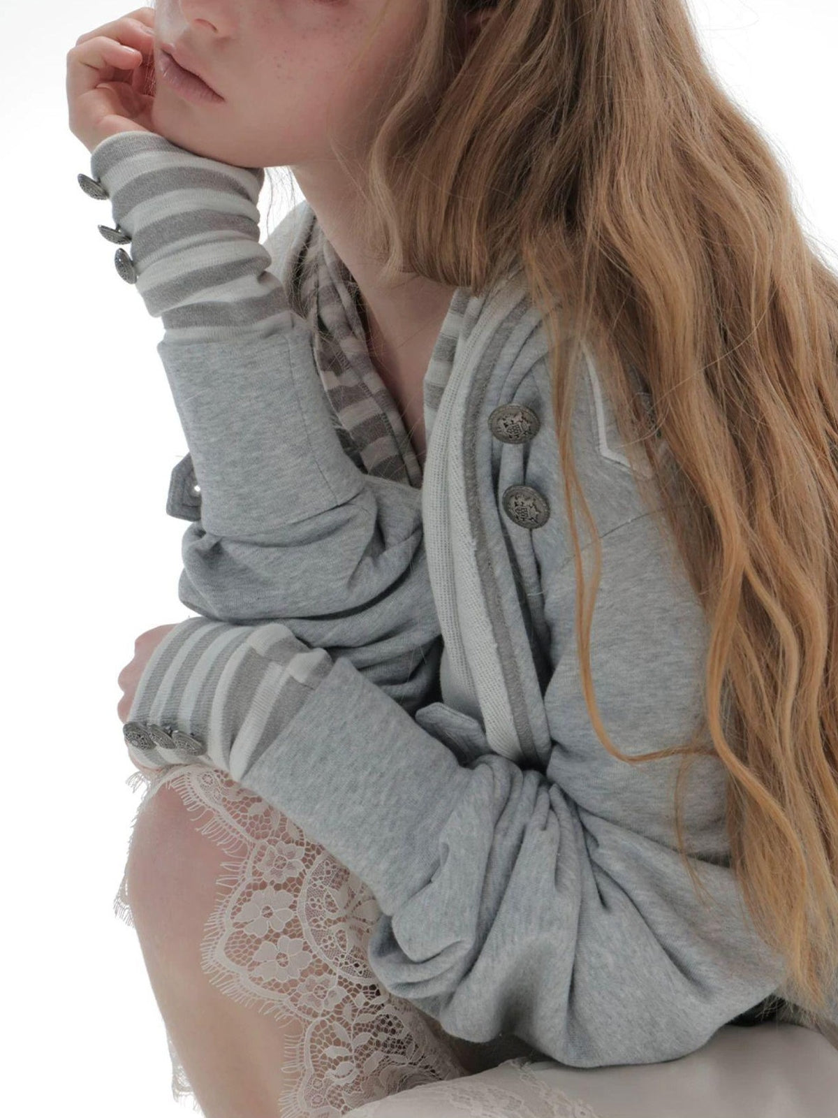 DoublePunch Hooded Asymmetric Short Cotton Women&