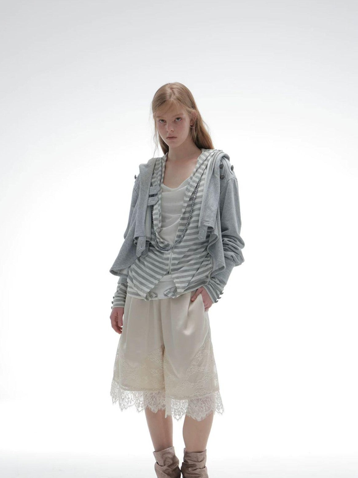 DoublePunch Hooded Asymmetric Short Cotton Women&
