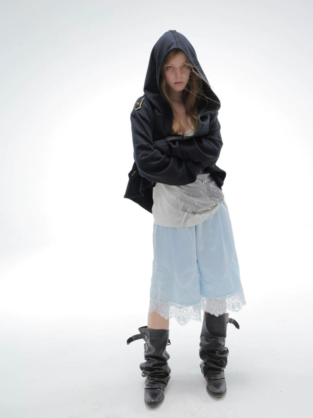 DoublePunch Hooded Asymmetric Short Cotton Women&