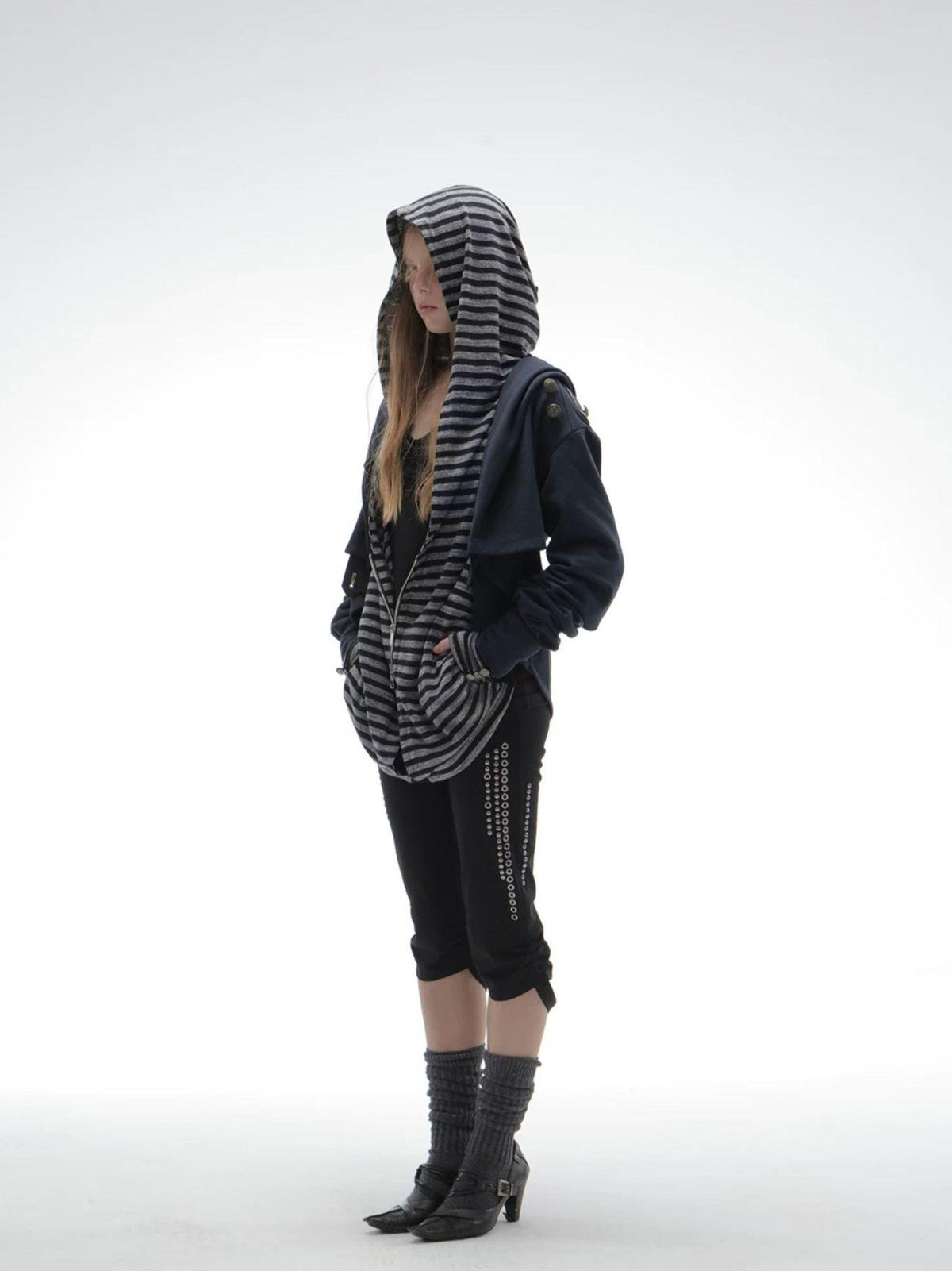DoublePunch Hooded Asymmetric Short Cotton Women&
