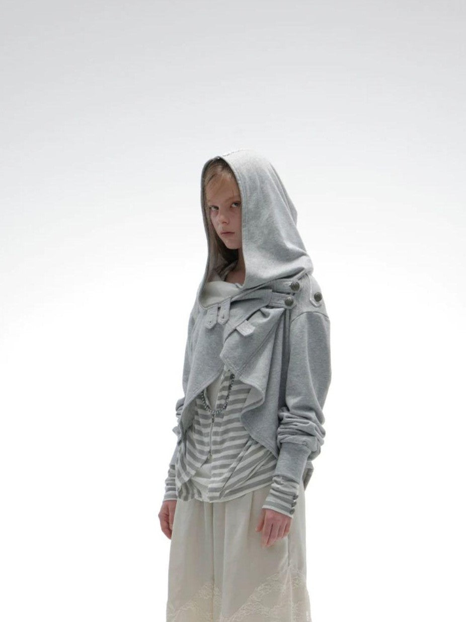 DoublePunch Hooded Asymmetric Short Cotton Women&