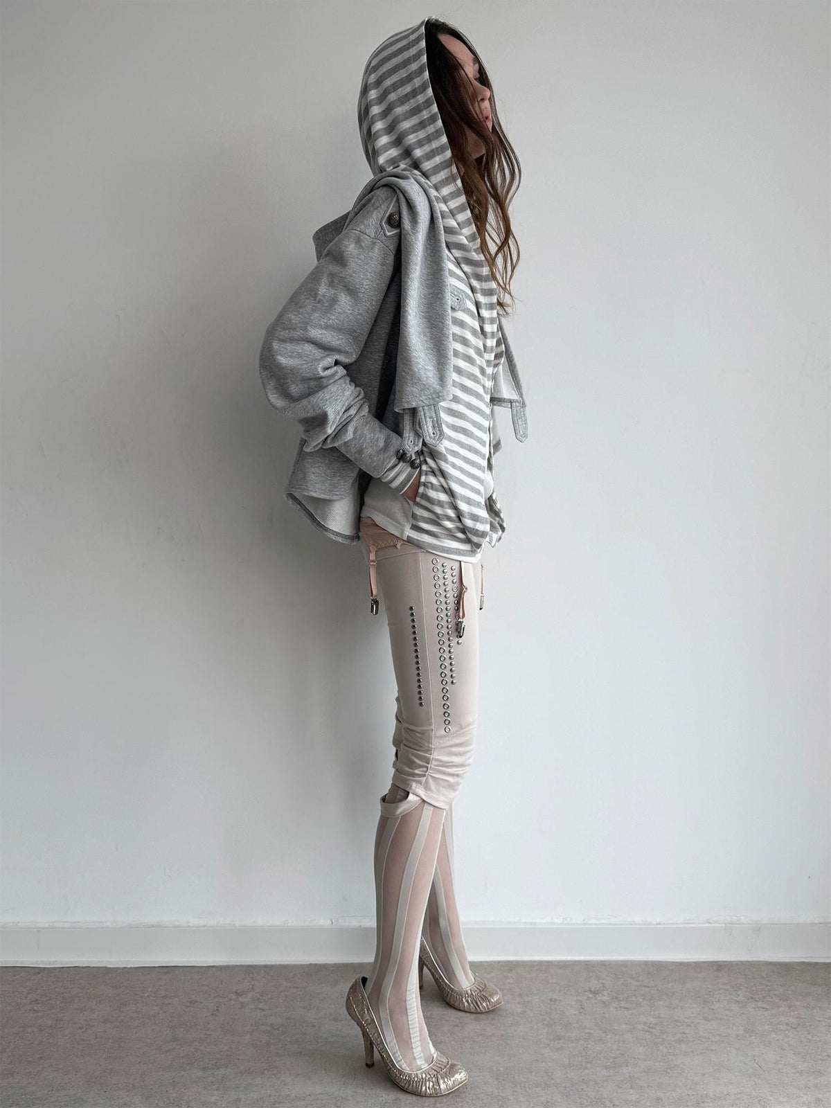 DoublePunch Hooded Asymmetric Short Cotton Women&