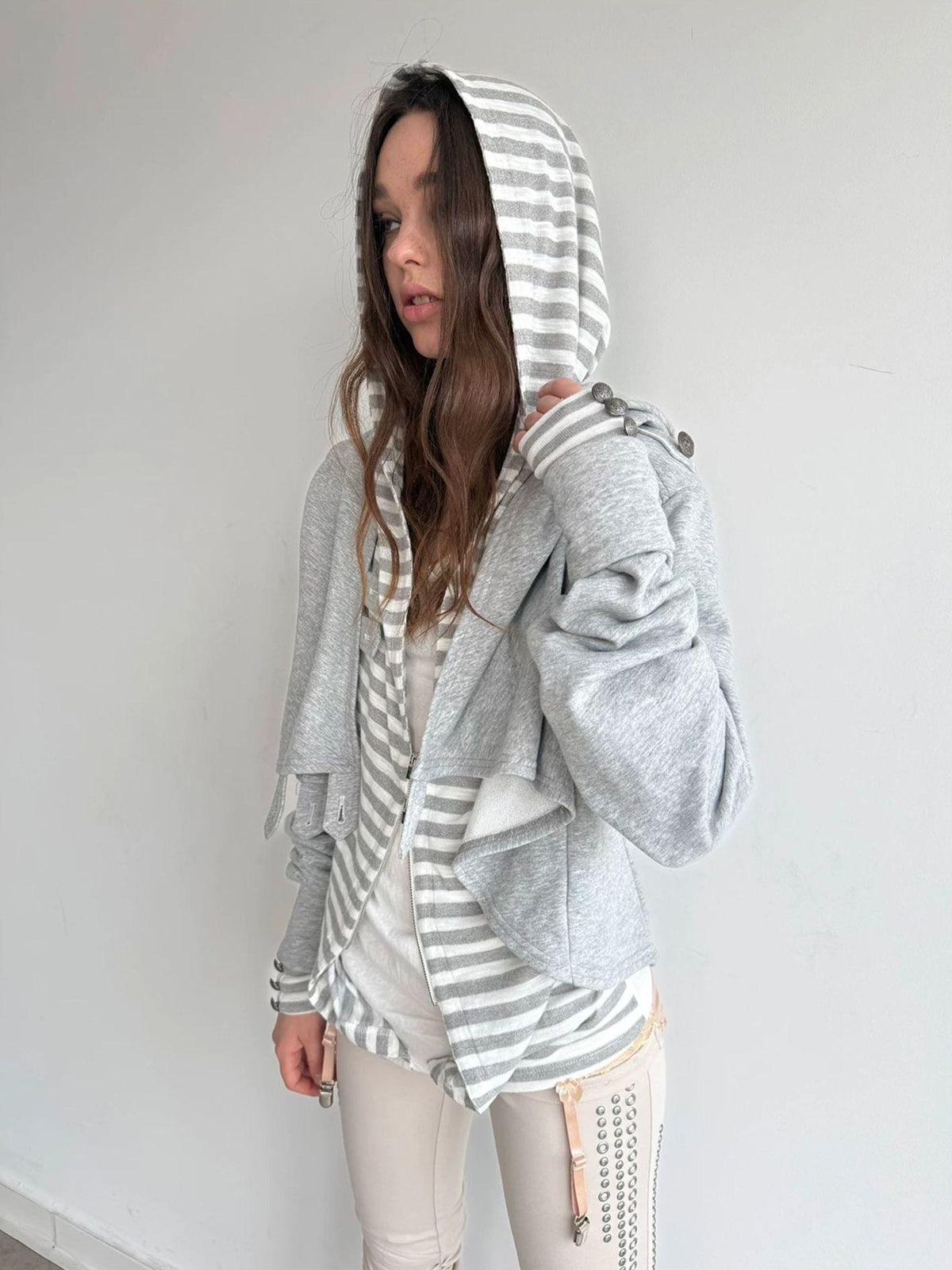 DoublePunch Hooded Asymmetric Short Cotton Women&