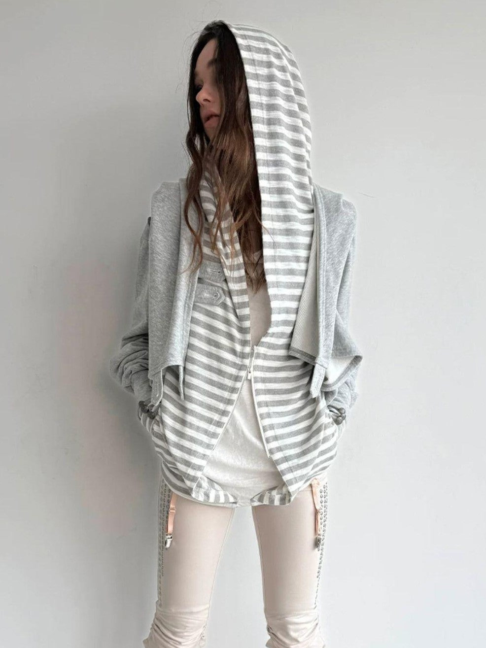 DoublePunch Hooded Asymmetric Short Cotton Women&
