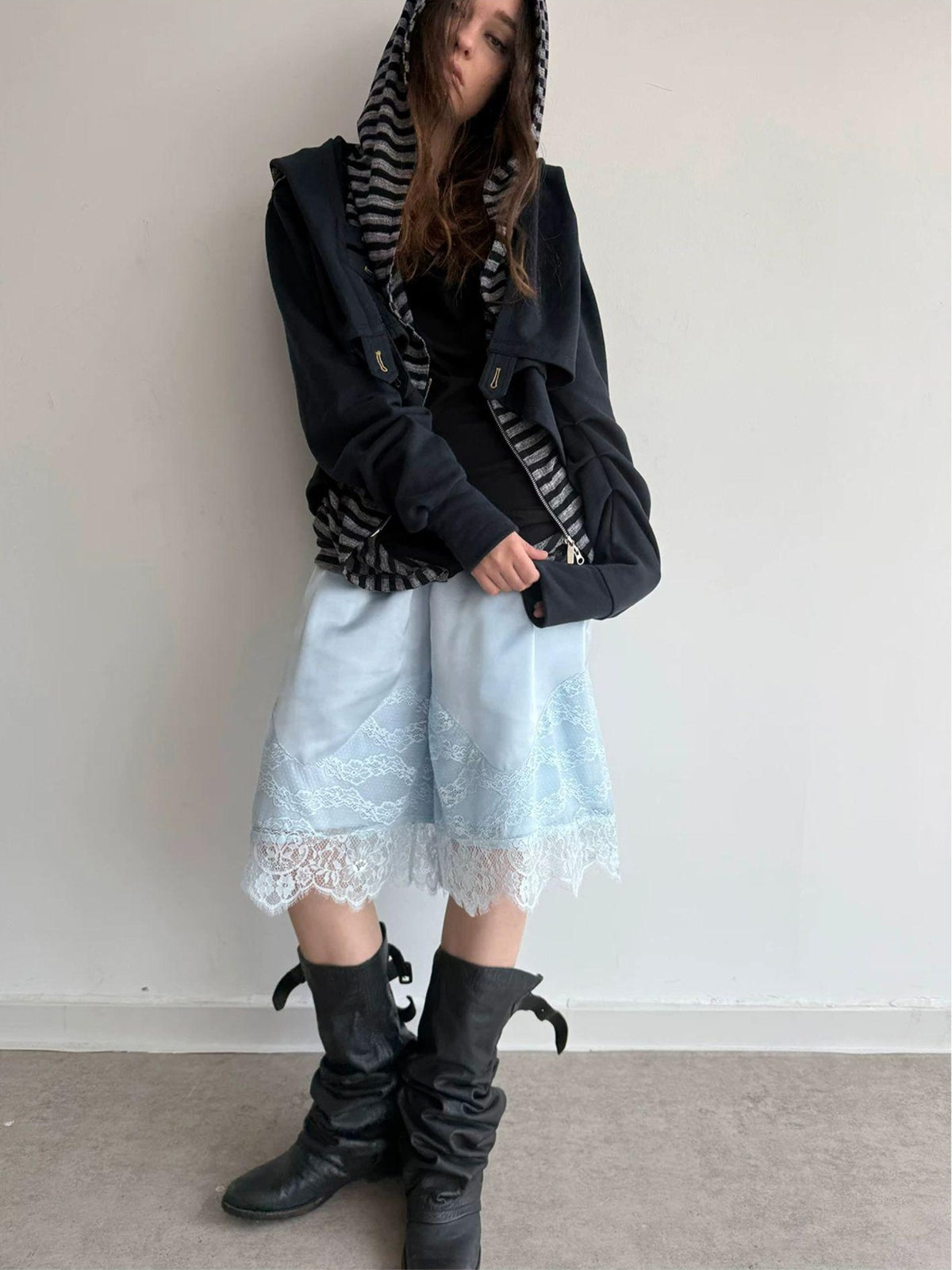 DoublePunch Hooded Asymmetric Short Cotton Women&