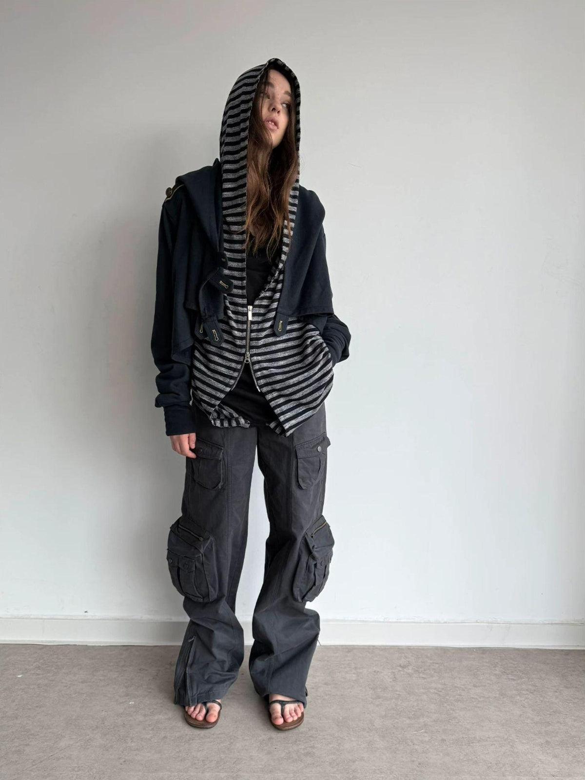 DoublePunch Hooded Asymmetric Short Cotton Women&