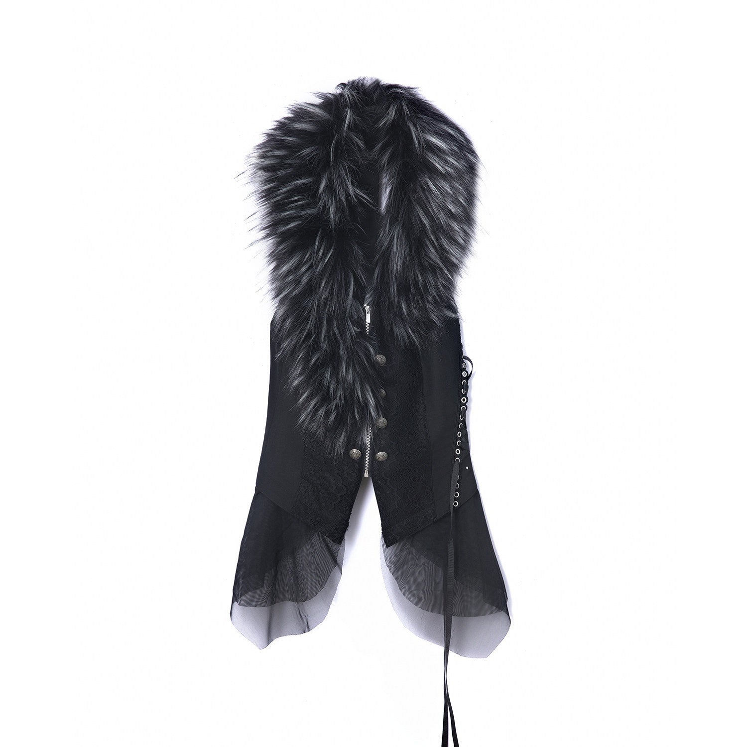 DoublePunch_Lace_Jacquard_Spliced_Vintage_Metal_Button_Fur_Collar_Women&