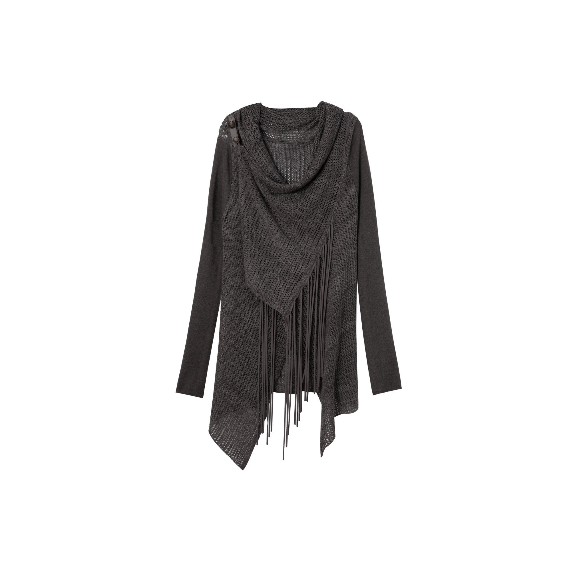 DoublePunch_Openwork_Knit_Tassel_Irregular_Shawl_Mid_Length_Women&