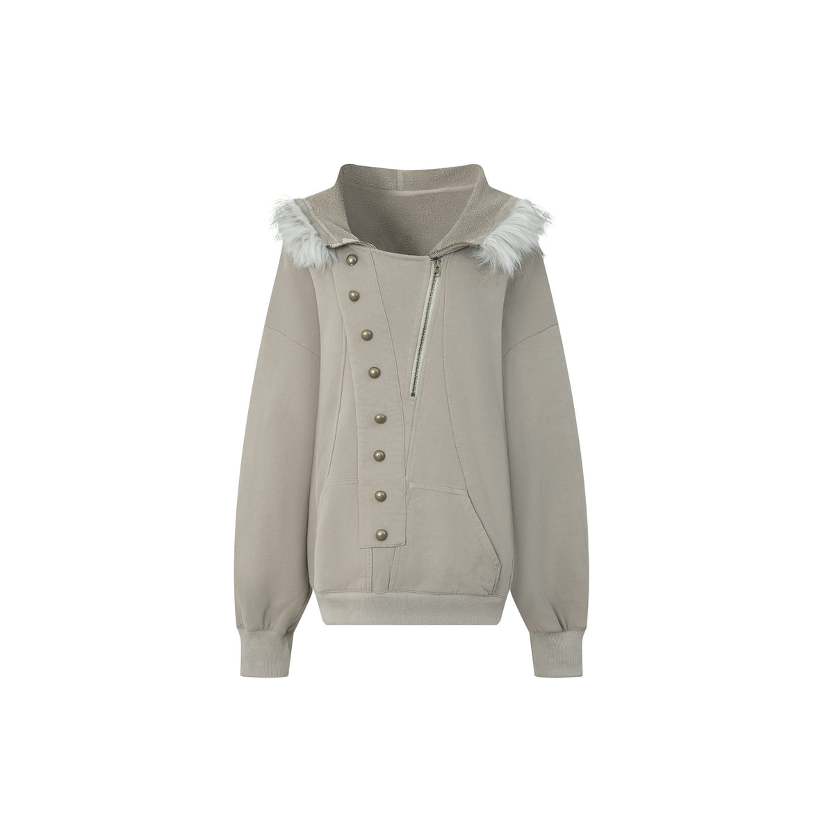 DoublePunch_Oversized_Fleece_Lined_Half_Zip_Cotton_Women&