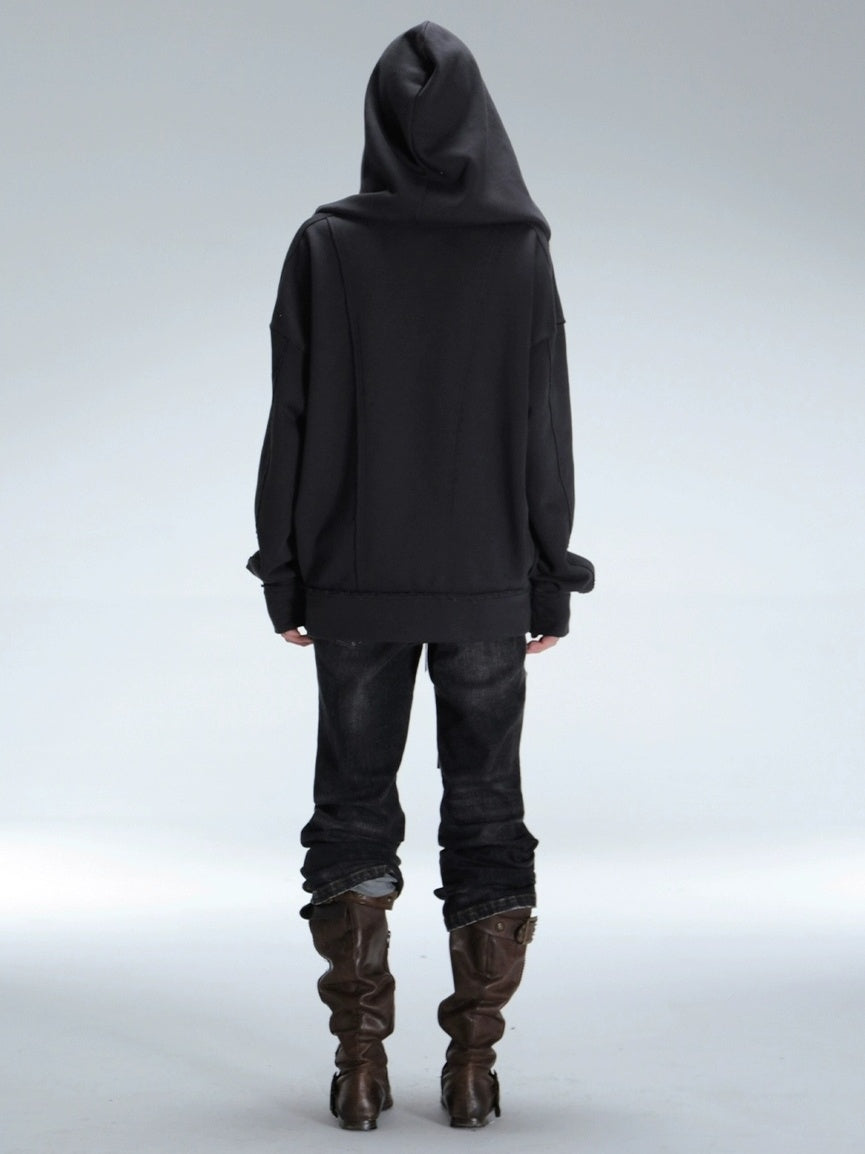 DoublePunch Soft Cotton Blend Classic Loose Hooded Zip Side Pocket Cuffed Women Hoodies