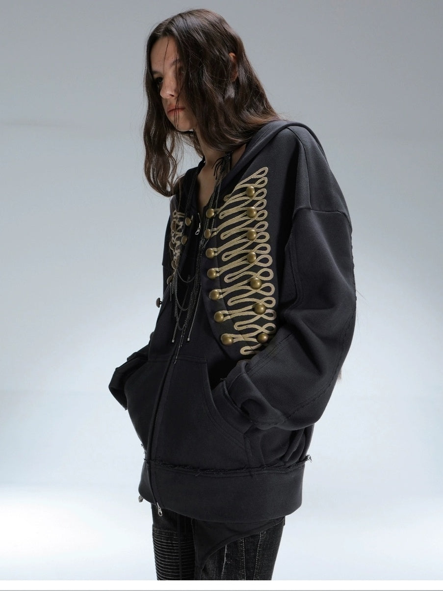 DoublePunch Soft Cotton Blend Classic Loose Hooded Zip Side Pocket Cuffed Women Hoodies