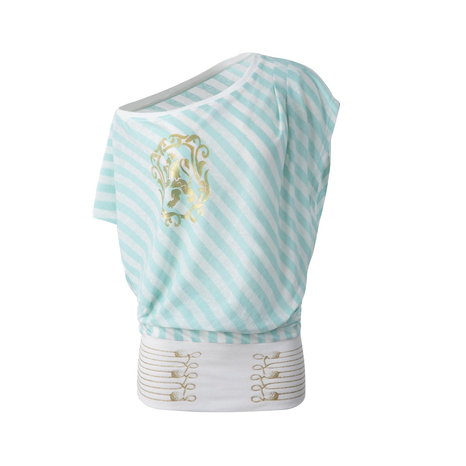 DoublePunch_Striped_Asymmetric_Batwing_Gold_Foil_Print_Women&