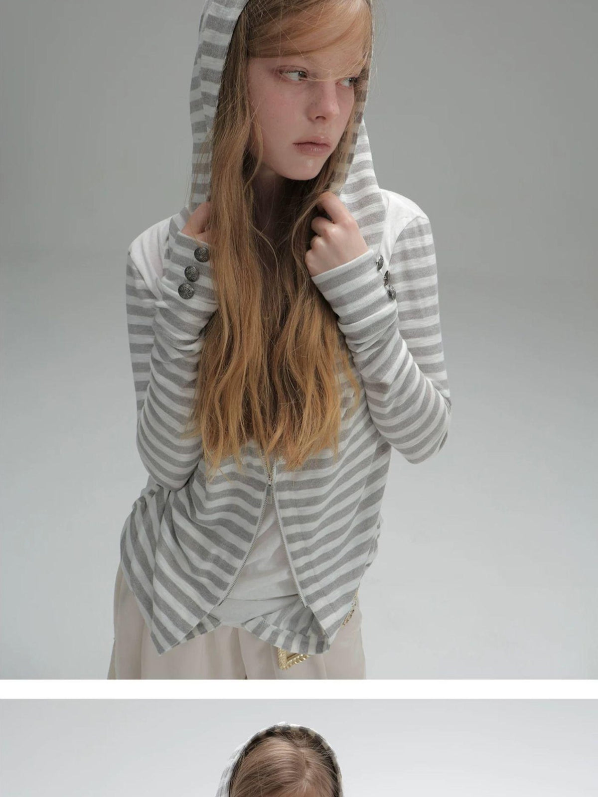 DoublePunch Striped Faux Layered Patchwork Long Sleeve Women&