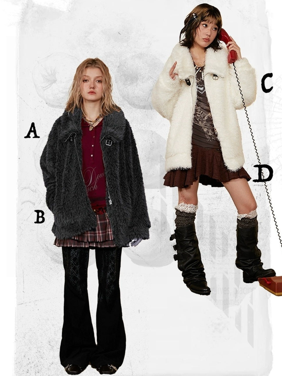 DoublePunch Thick Viscose Mid Length Loose Commuter Lapel Zipper Solid Women Jacket