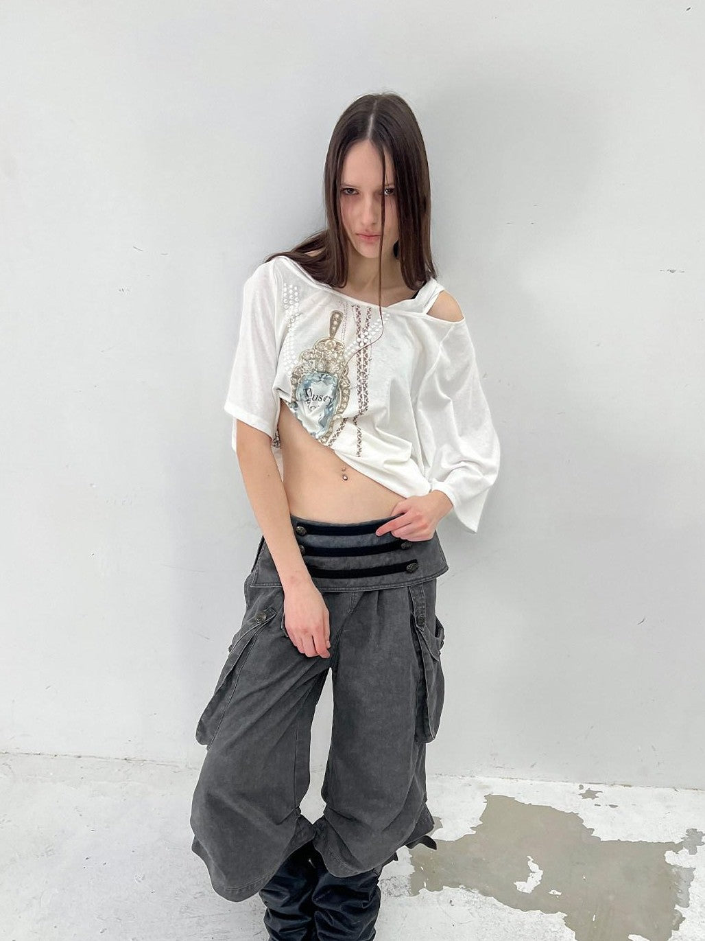 DoublePunch Vintage Low Waist 3D Tailored Zipper Loose Women&