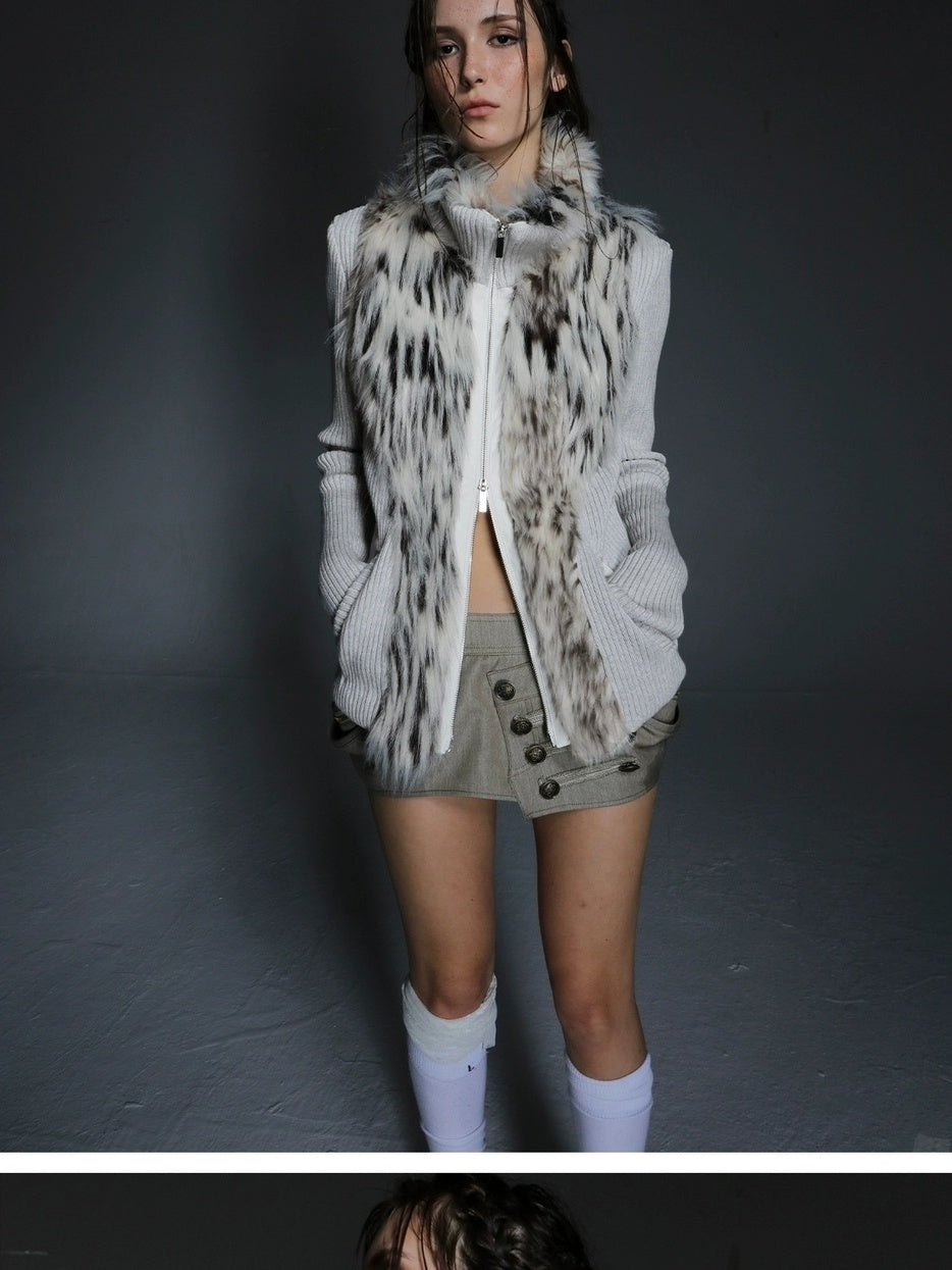 DoublePunch Warm Cotton Padded Vintage Cinched Waist Zip Fur Collar Cropped Women Jacket