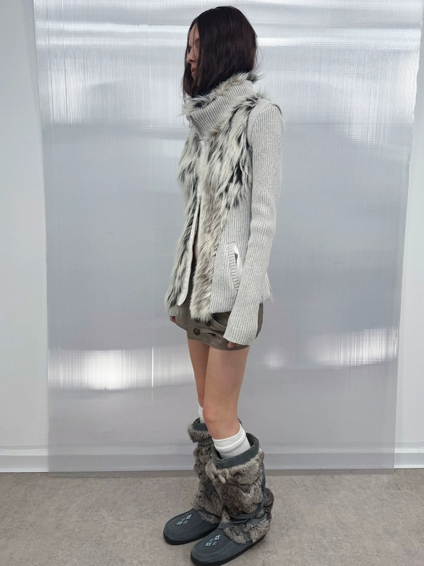 DoublePunch Warm Cotton Padded Vintage Cinched Waist Zip Fur Collar Cropped Women Jacket