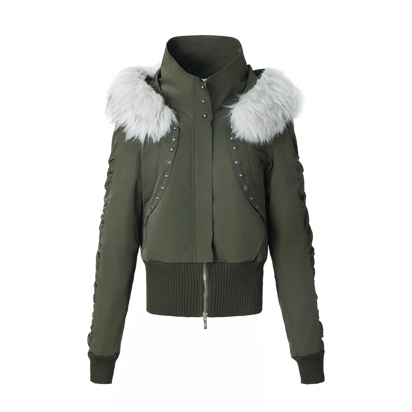 DoublePunch_Warm_Thick_Punk_Slim_Cinched_Waist_Women_Hooded_Zip_Ribbed_Hem_Puffer_Jacket_MISSTT