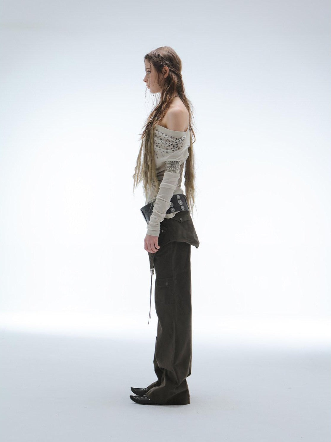 DoublePunch Washed Distressed Spliced Skirt Panel Women&
