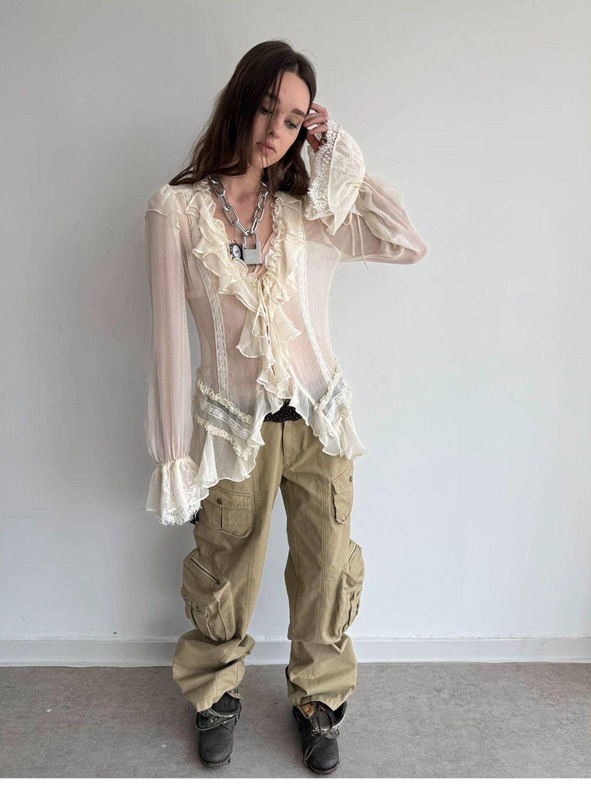 DoublePunch Washed Utility Pocket Straight Leg Techwear Women&