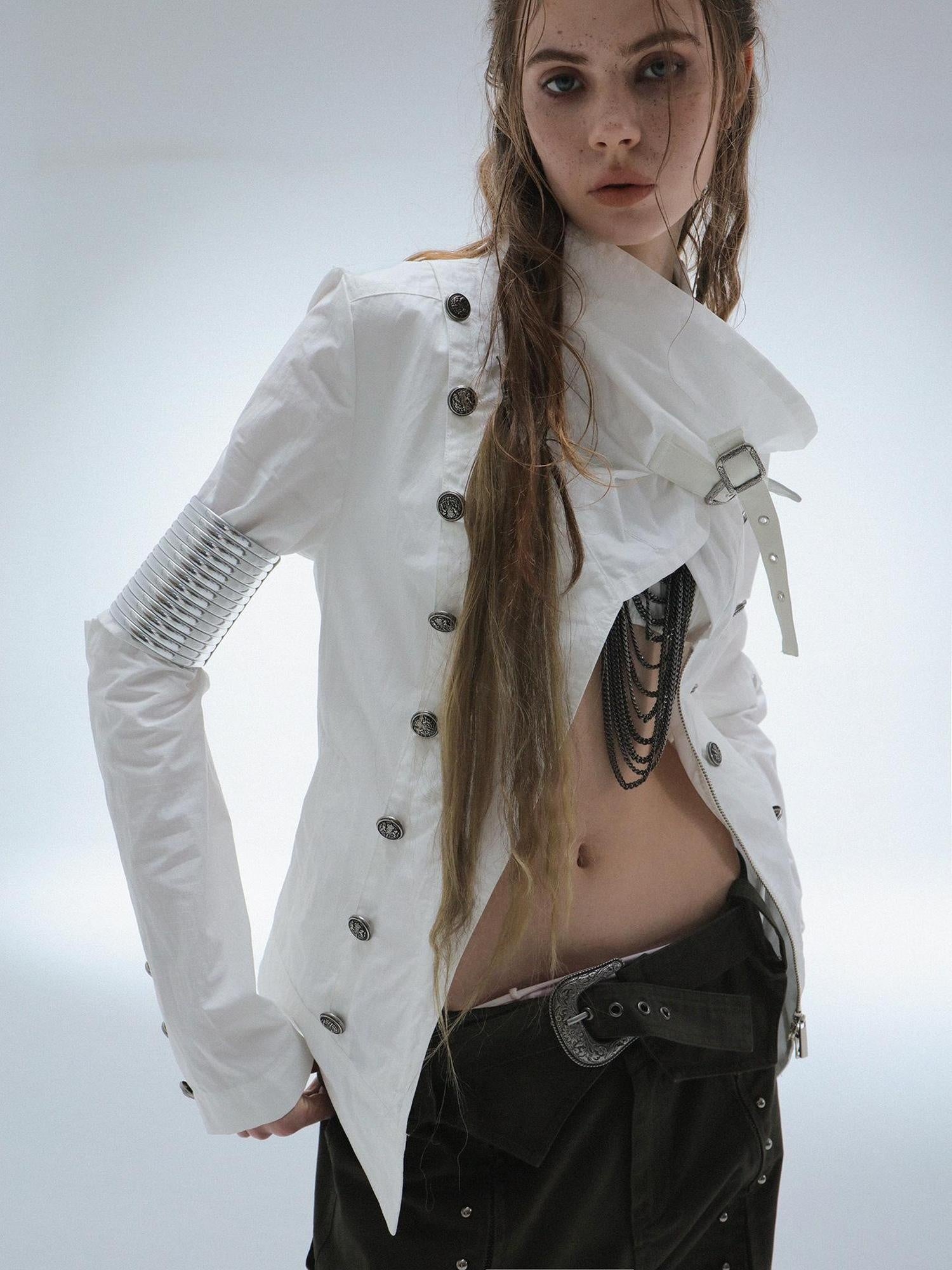 DoublePunch Windproof Vintage Slim Detachable Cotton Blend High Collar Women Outdoor Jacket