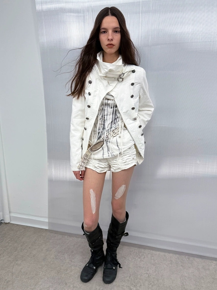 DoublePunch Windproof Vintage Slim Detachable Cotton Blend High Collar Women Outdoor Jacket