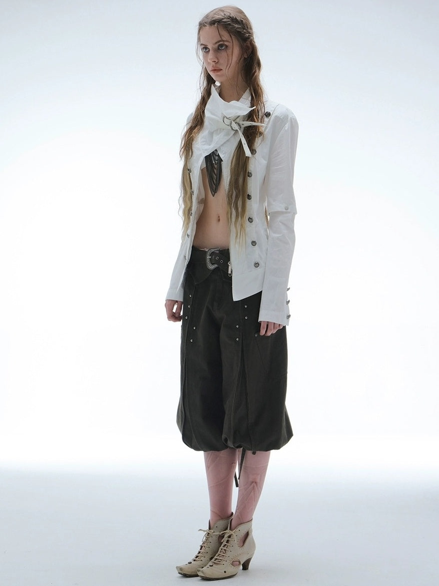 DoublePunch Windproof Vintage Slim Detachable Cotton Blend High Collar Women Outdoor Jacket