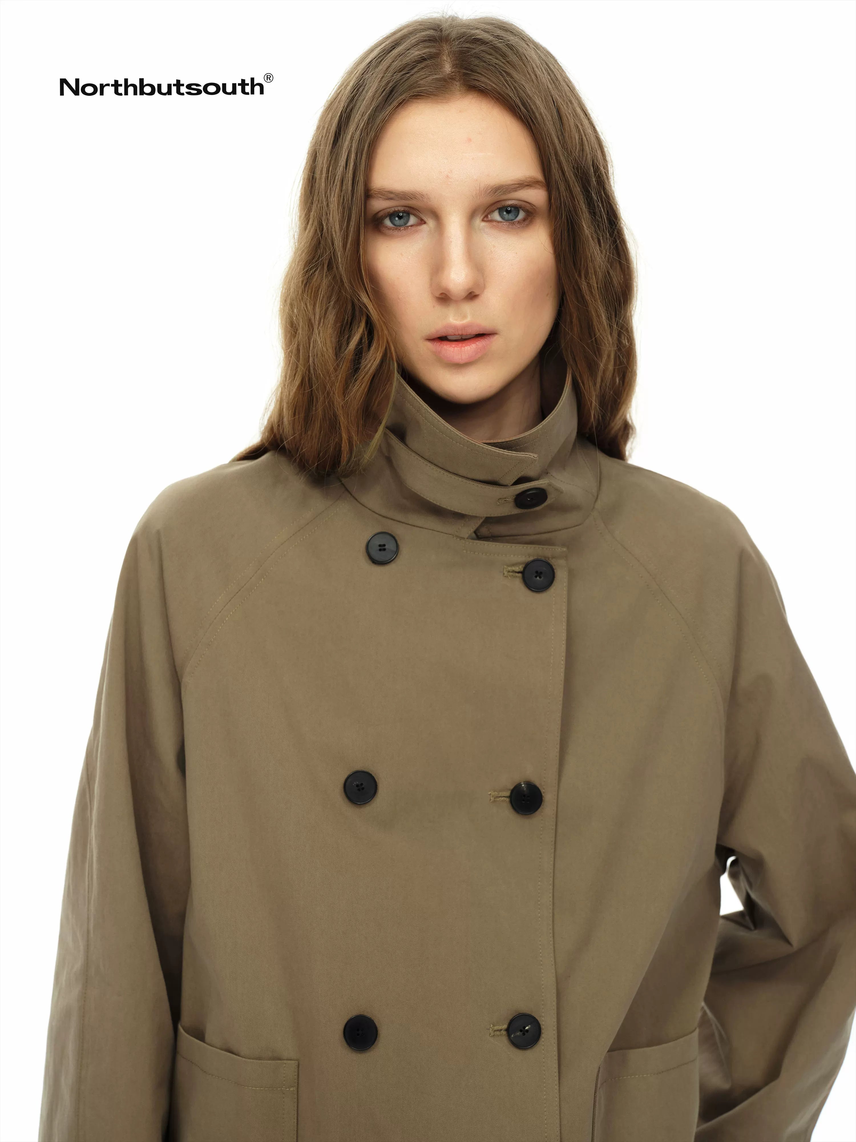 Double Breasted Tied Waist Short Coat With Detachable Belt