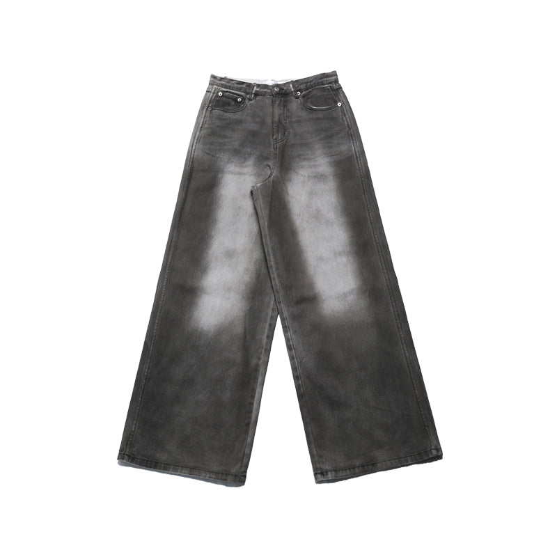 ALINNV STUDIO Vintage Washed Wide Leg Jeans Low Rise Distressed Denim Pants