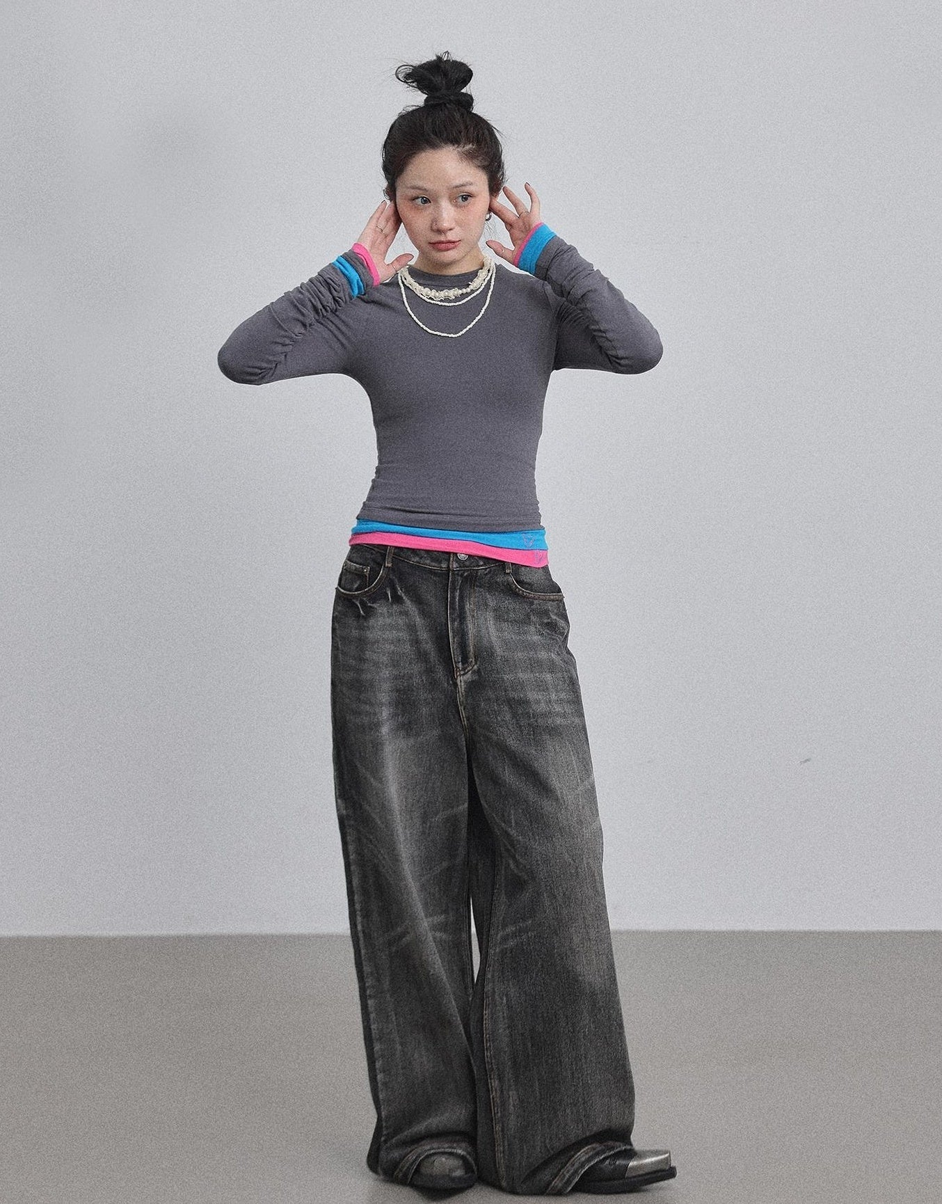 Achihara Double Hem Color Block Tee